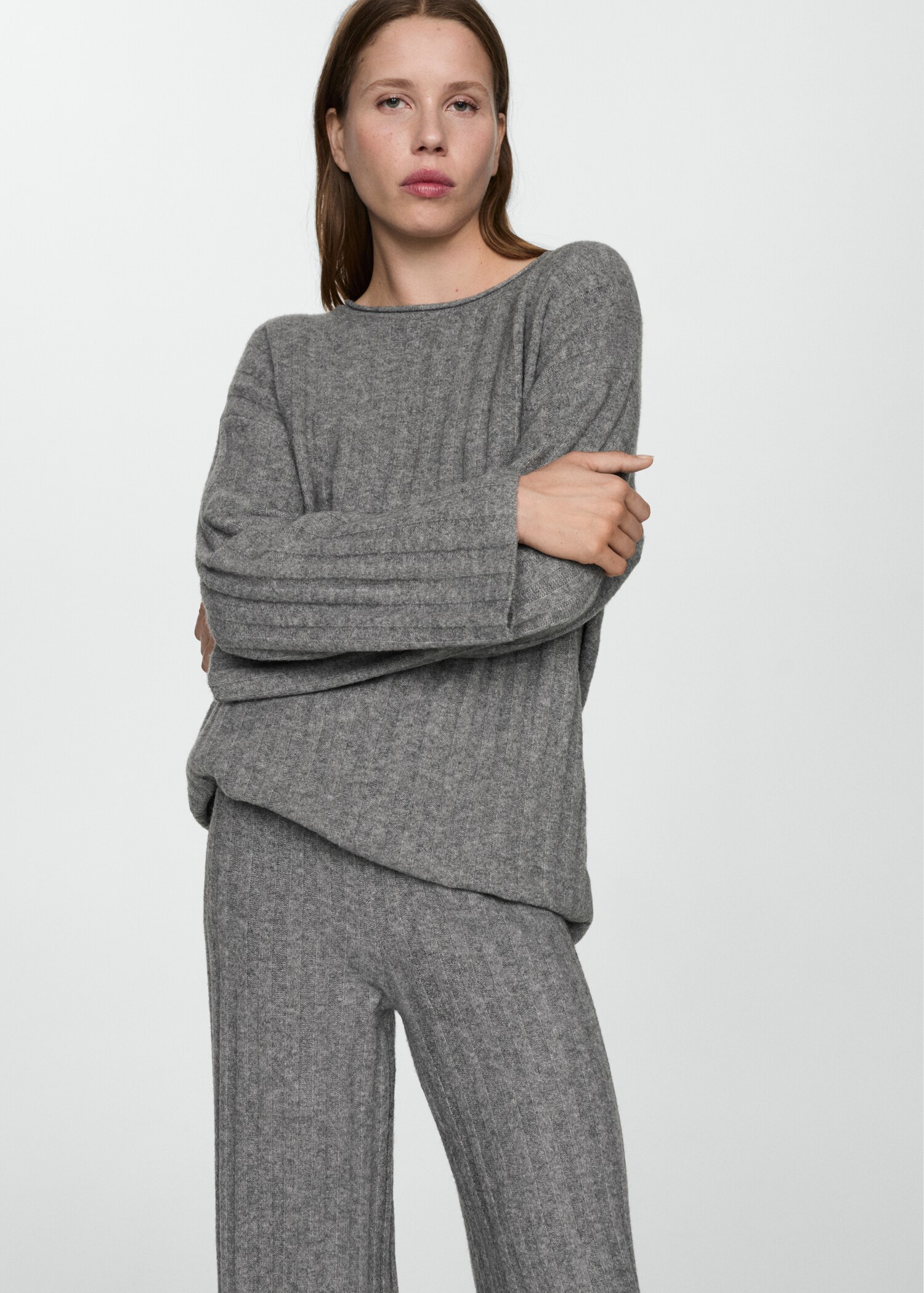 Straight-fit rib-knit trousers - Details of the article 1