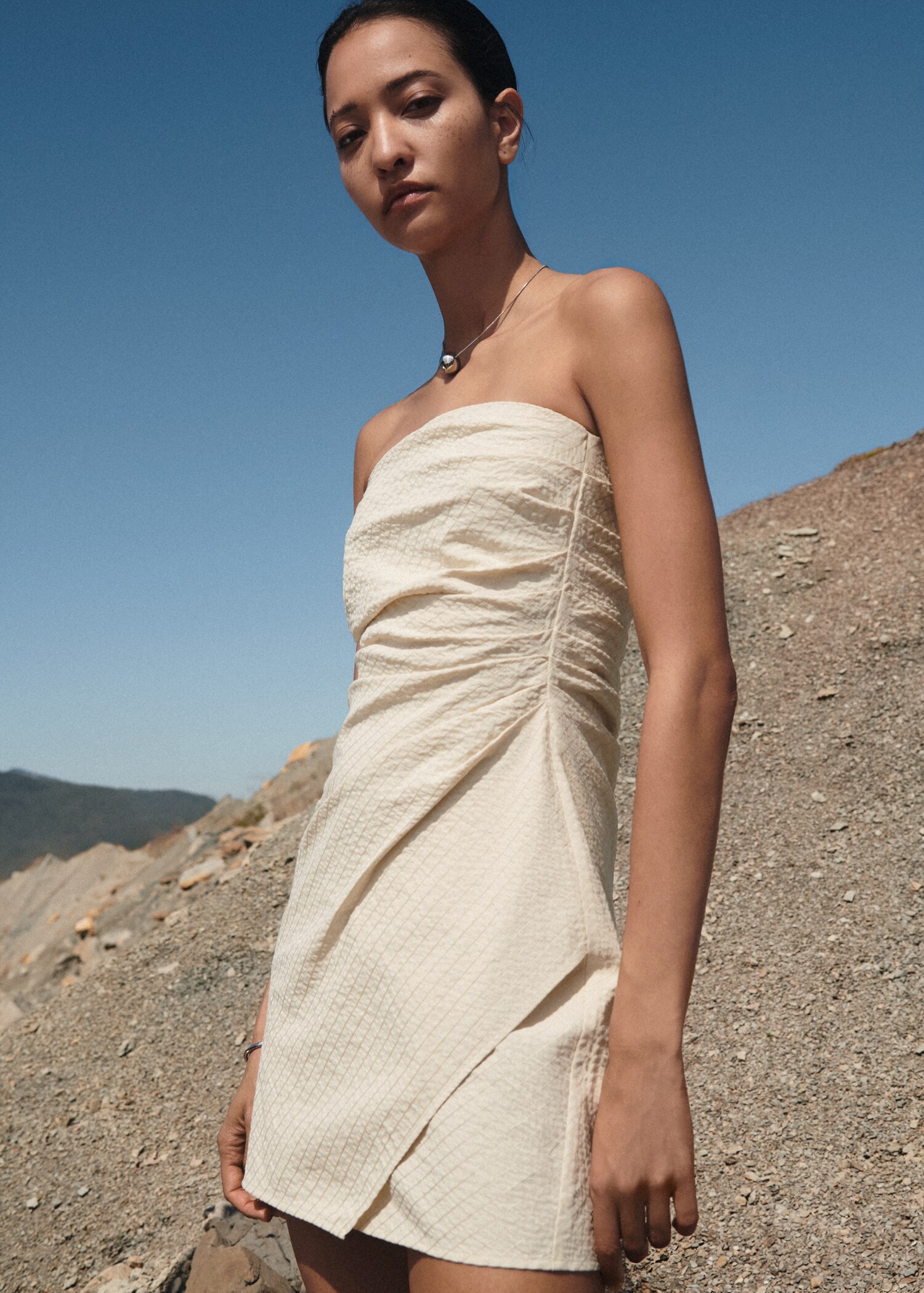 Draped striped dress - Details of the article 7