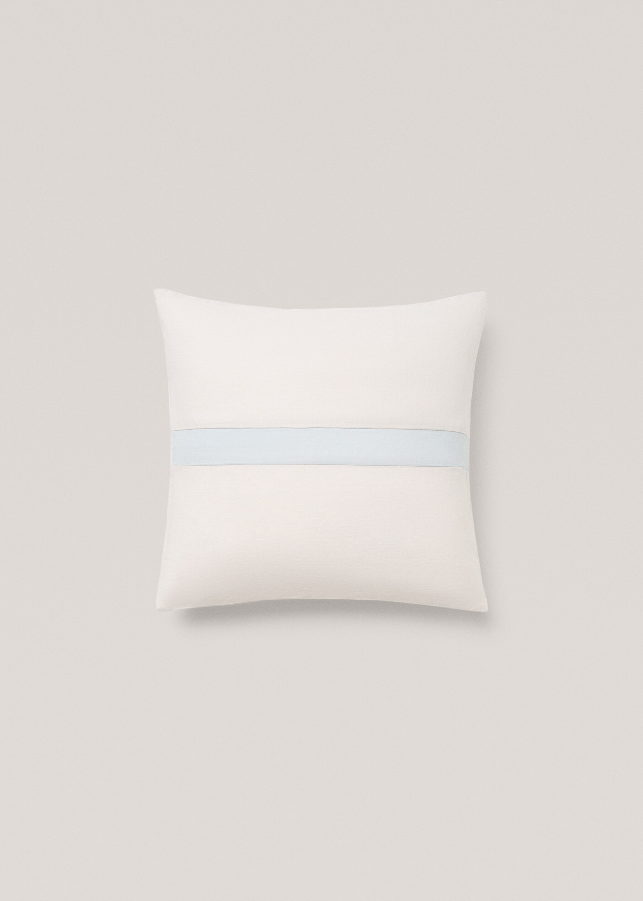 Striped linen cushion case - Article without model, Aqua Green. Ref: 77033277-00.