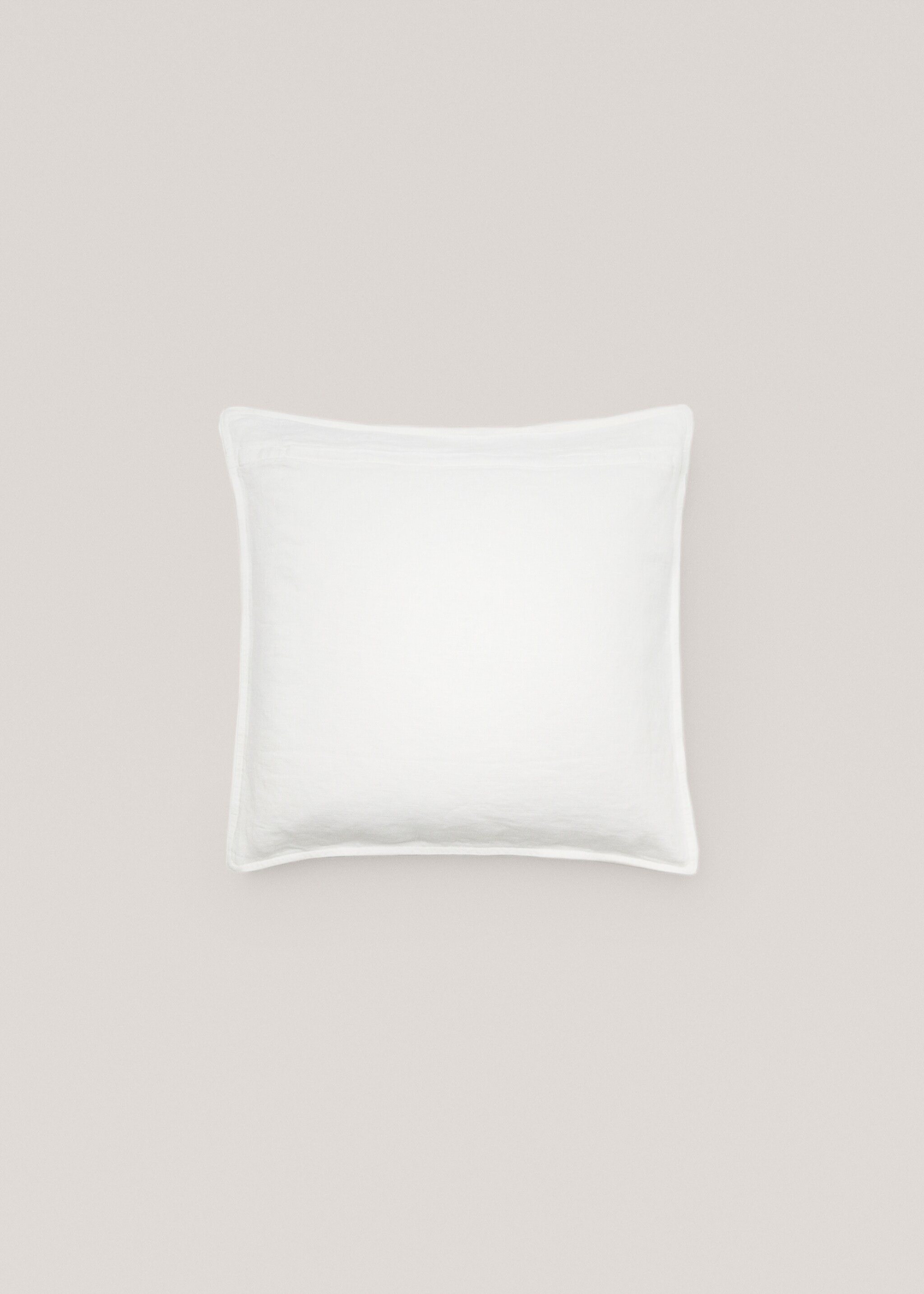 100% linen cushion case 45x45cm - Details of the article 1, White. Ref: 77033278-00.