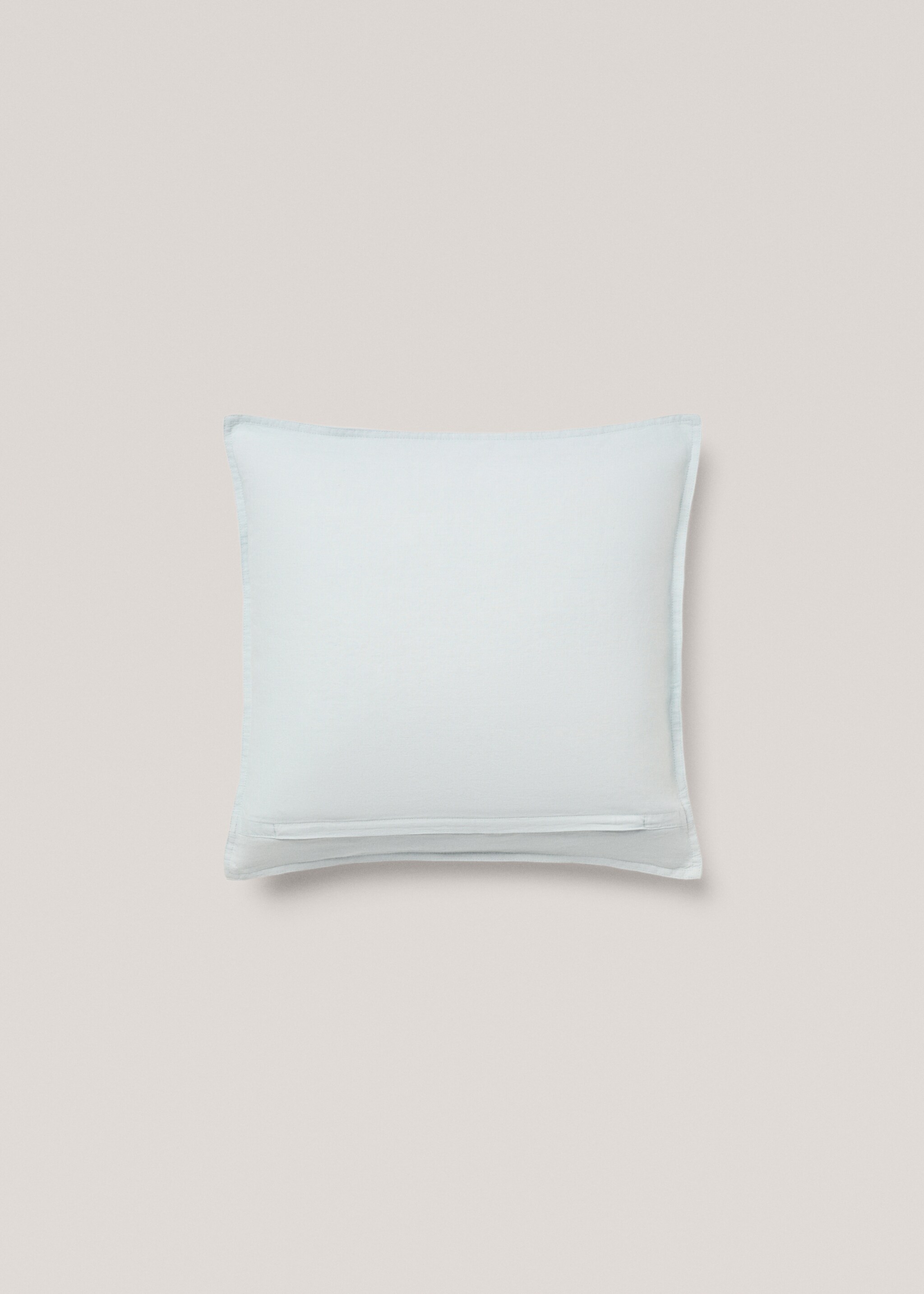 100% linen cushion case 45x45cm - Details of the article 1, Aqua Green. Ref: 77033278-00.