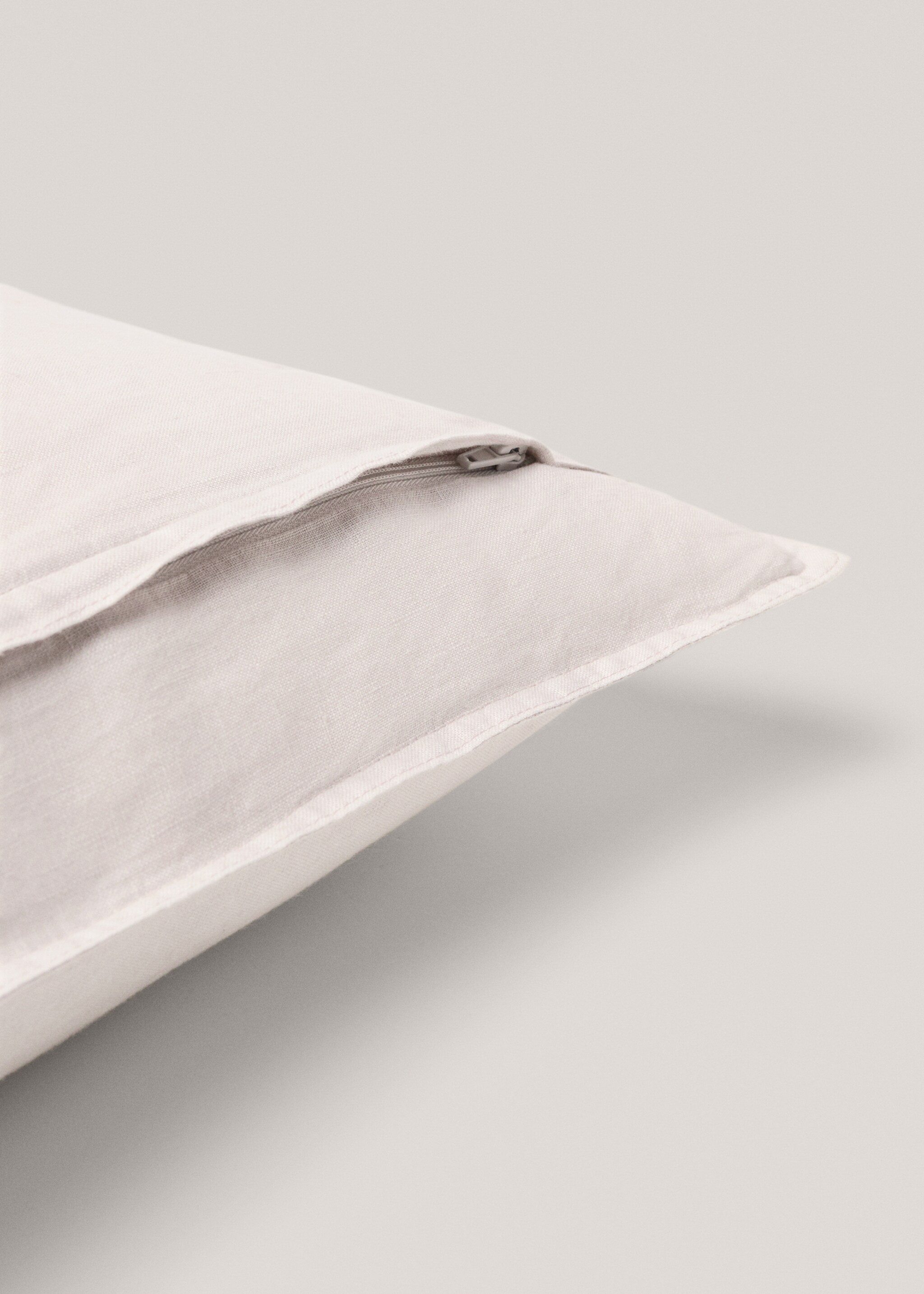 Kuddfodral 100% linne 45x45 cm - Detaljer om artikeln 4, Ljus Heather Grå. Ref: 77033278-00.