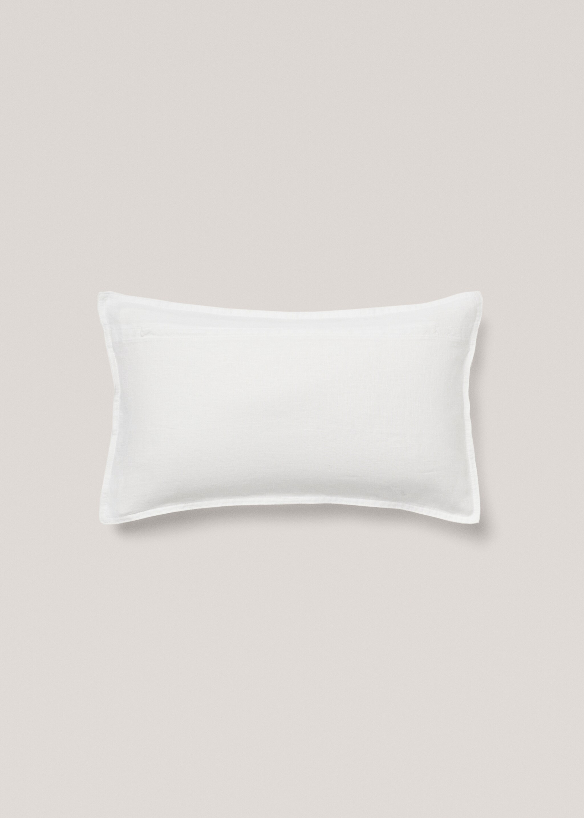 100% linen cushion cover 30x50cm - Details of the article 1, White. Ref: 77033279-00.