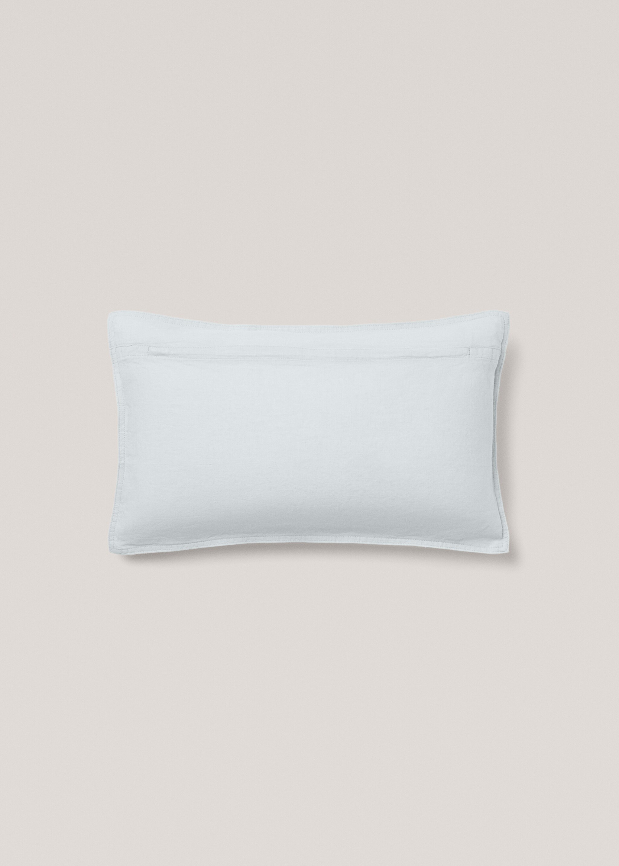 100% linen cushion cover 30x50cm - Details of the article 1, Aqua Green. Ref: 77033279-00.