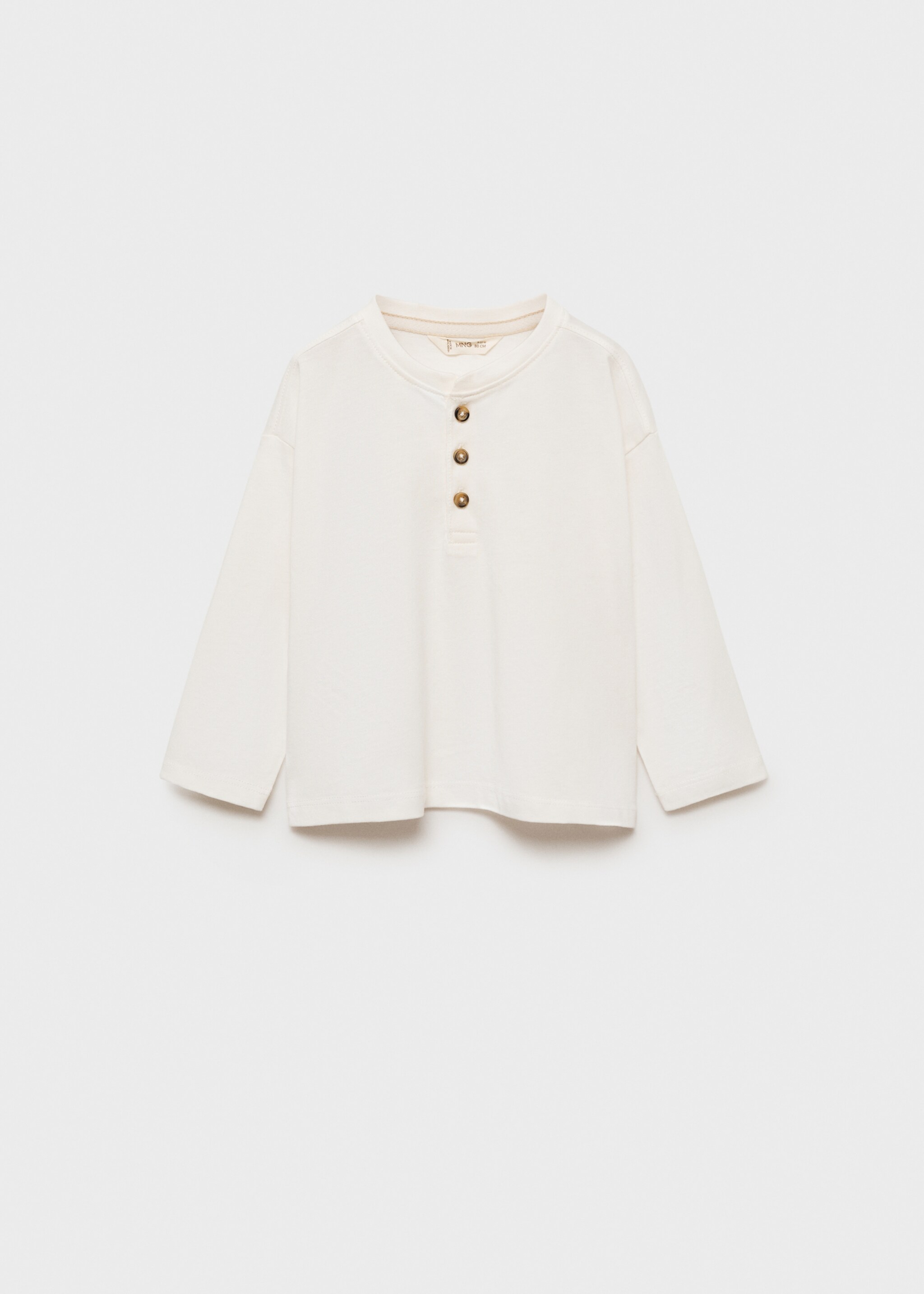 T-shirt coton manches longues - Article sans modèle, Blanc cassé. Ref: 77033280-00.