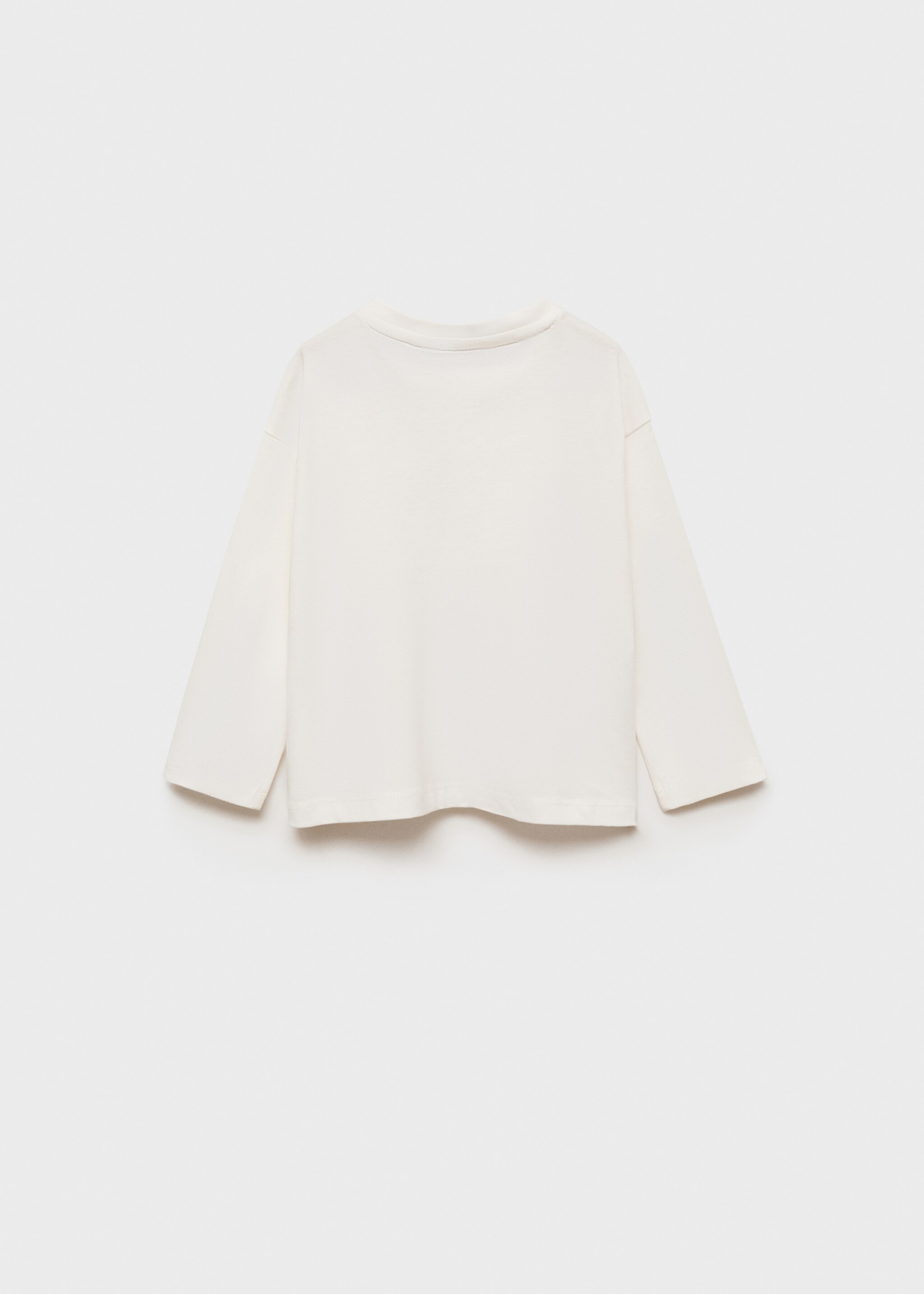 T-shirt coton manches longues - Verso de l’article, Blanc cassé. Ref: 77033280-00.