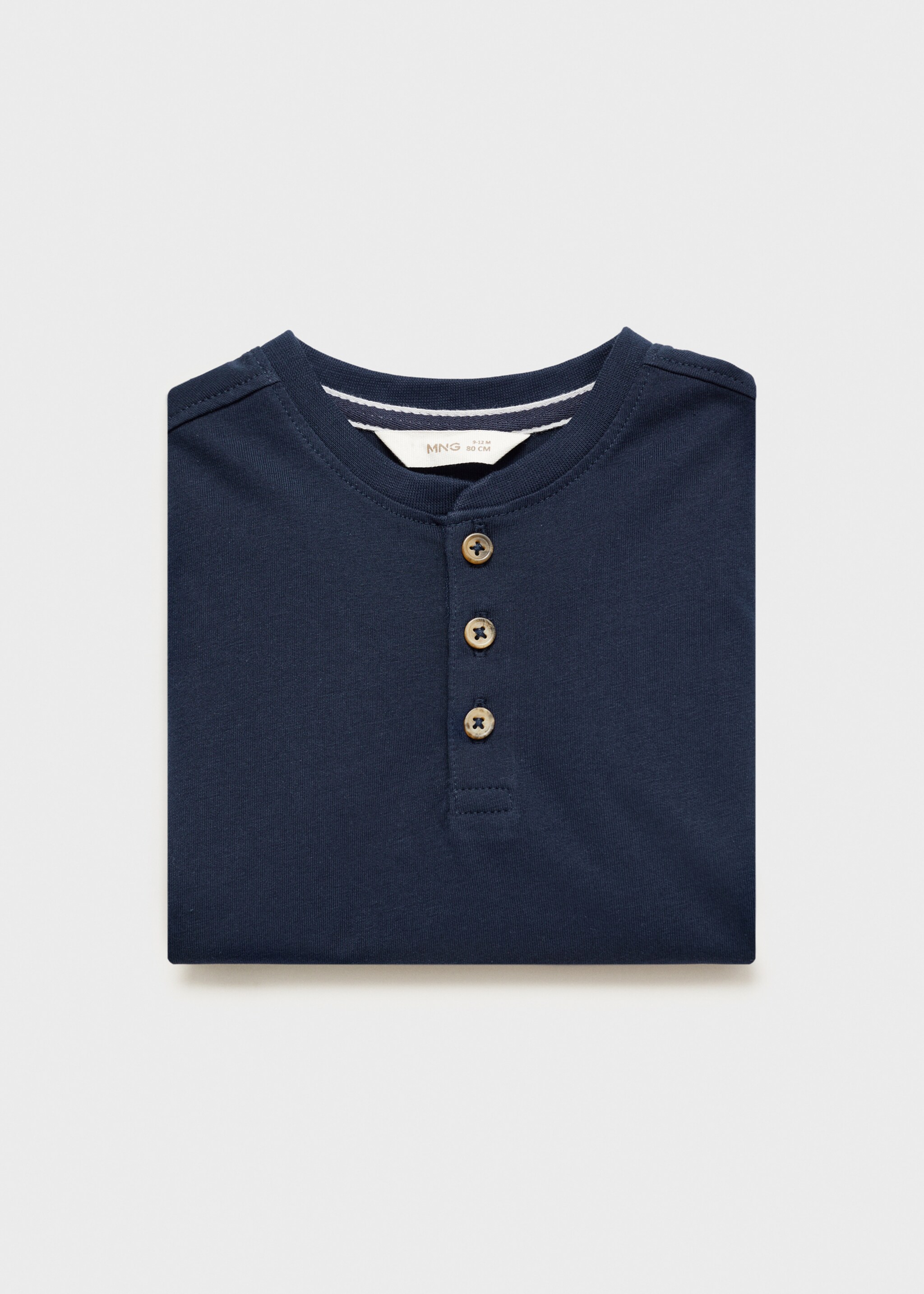 Long sleeve cotton t-shirt - Details of the article 0, Dark Navy. Ref: 77033280-00.