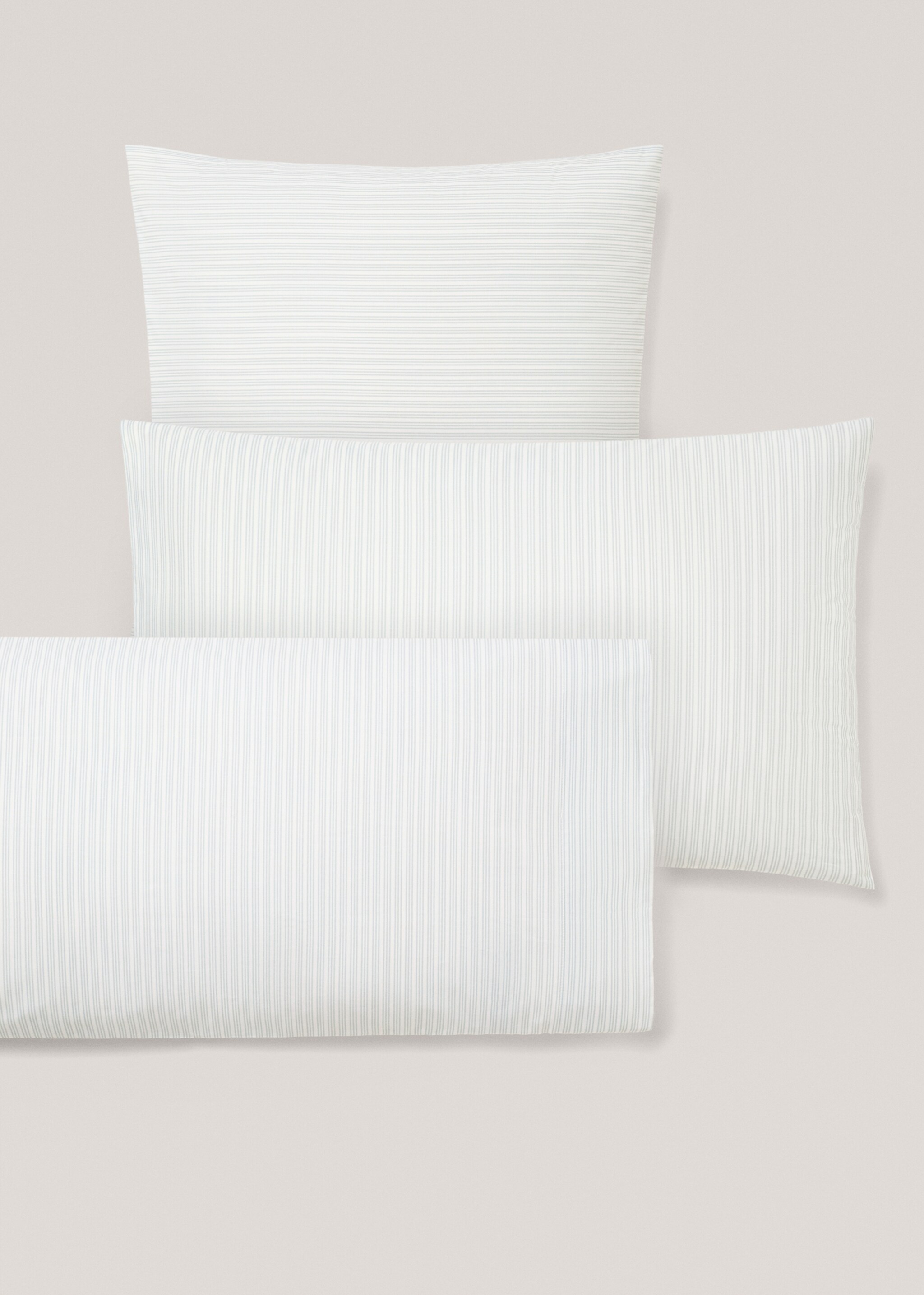 Stripe-print pillow cases 60x60cm - Details of the article 4, Aqua Green. Ref: 77033282-00.