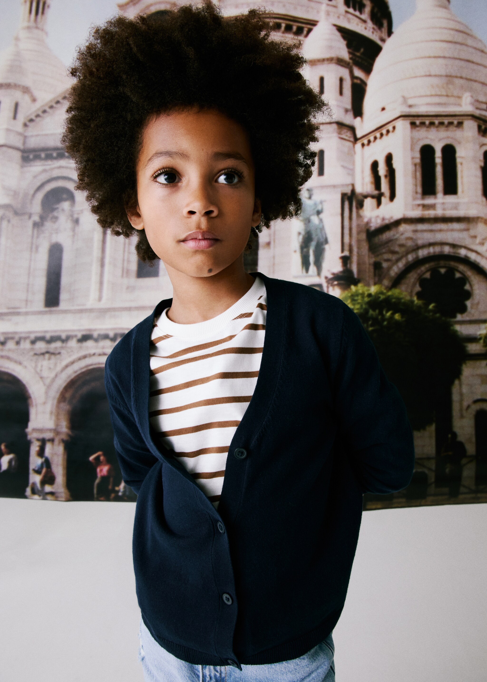 Button knit cardigan - Details of the article 5, Dark Navy. Ref: 77033665-00.