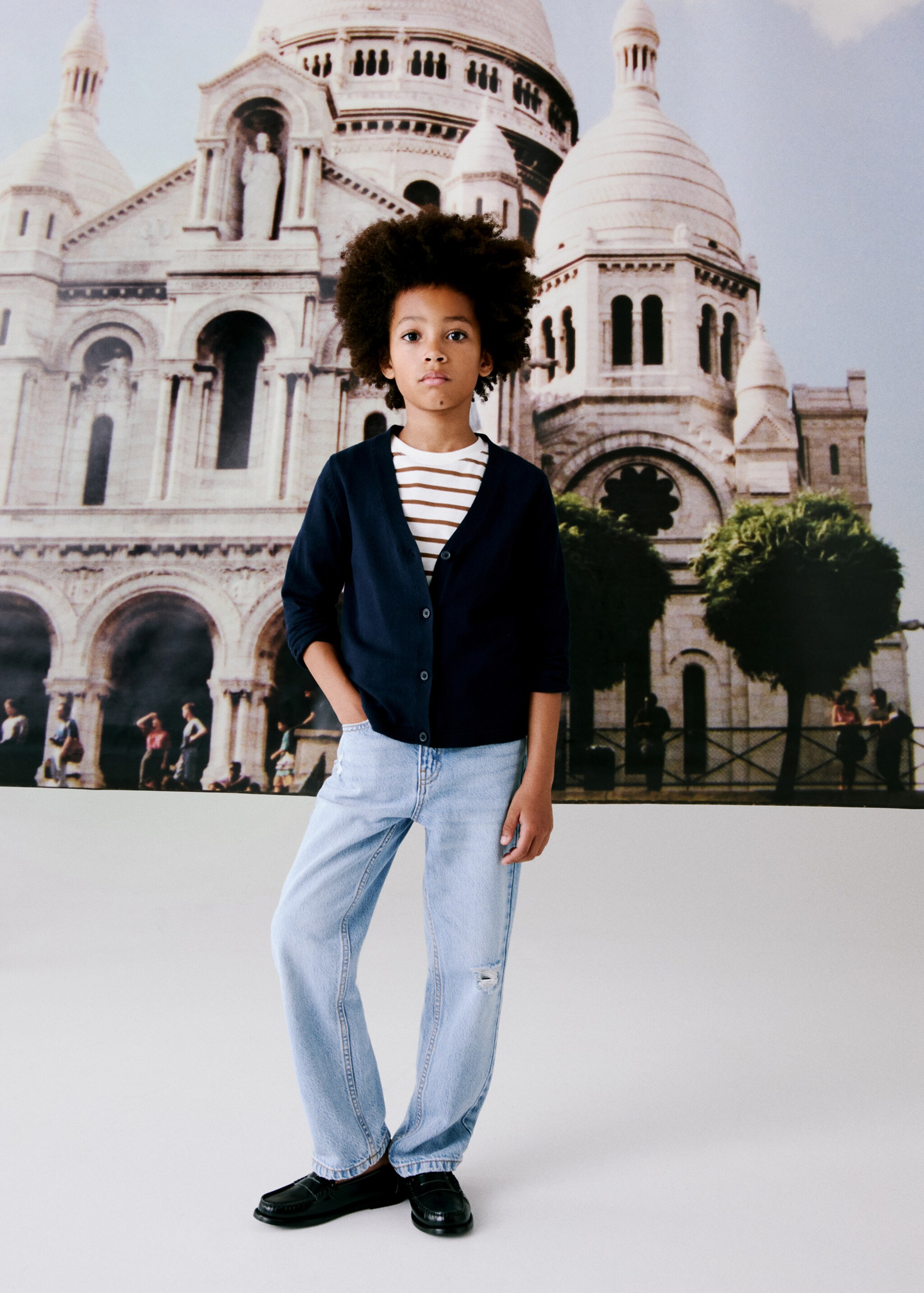 Button knit cardigan - Details of the article 6, Dark Navy. Ref: 77033665-00.