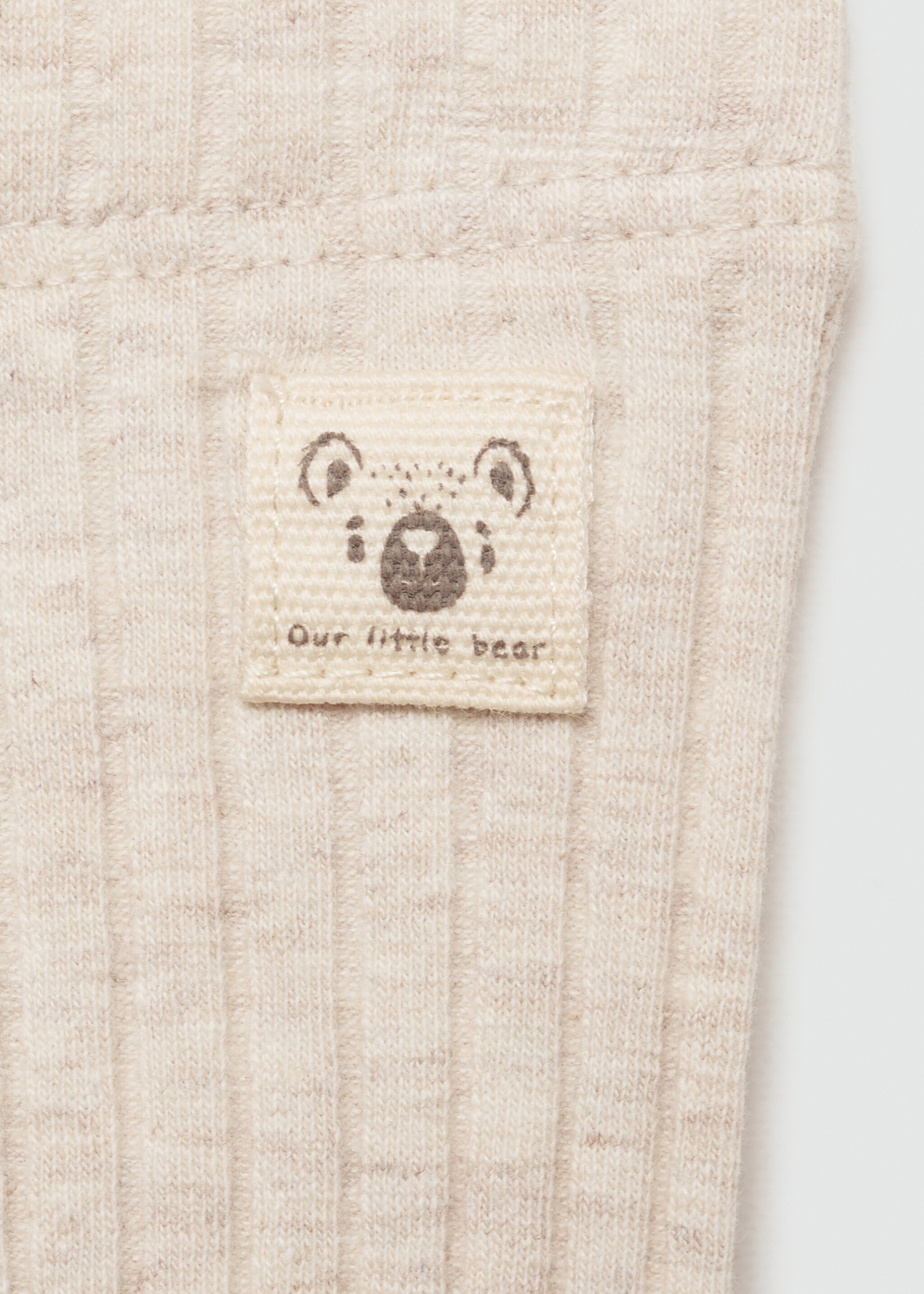 Cotton ribbed leggings - Details of the article 8, Sand. Ref: 77033670-00.