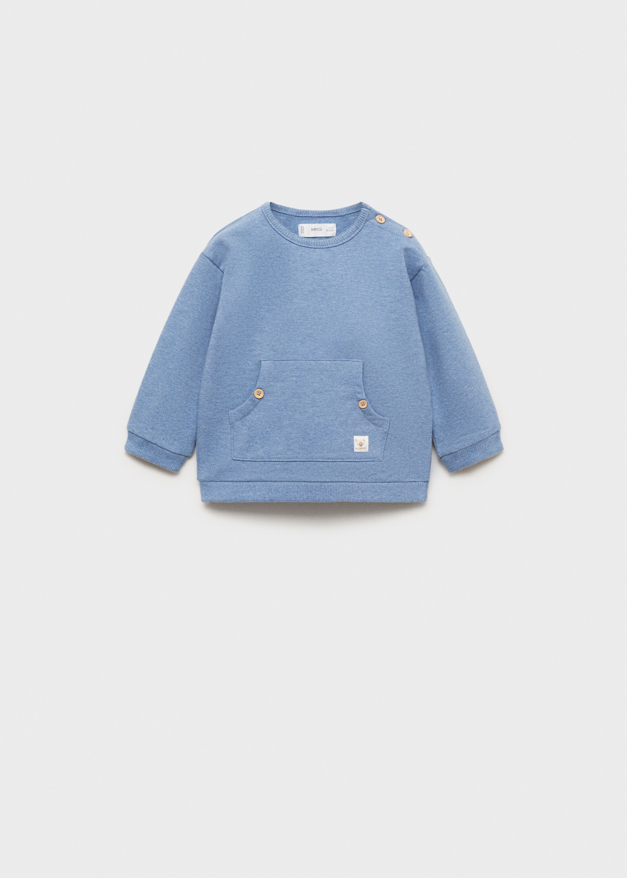 Cotton kangaroo sweatshirt - Article without model, Blue. Ref: 77033675-00.