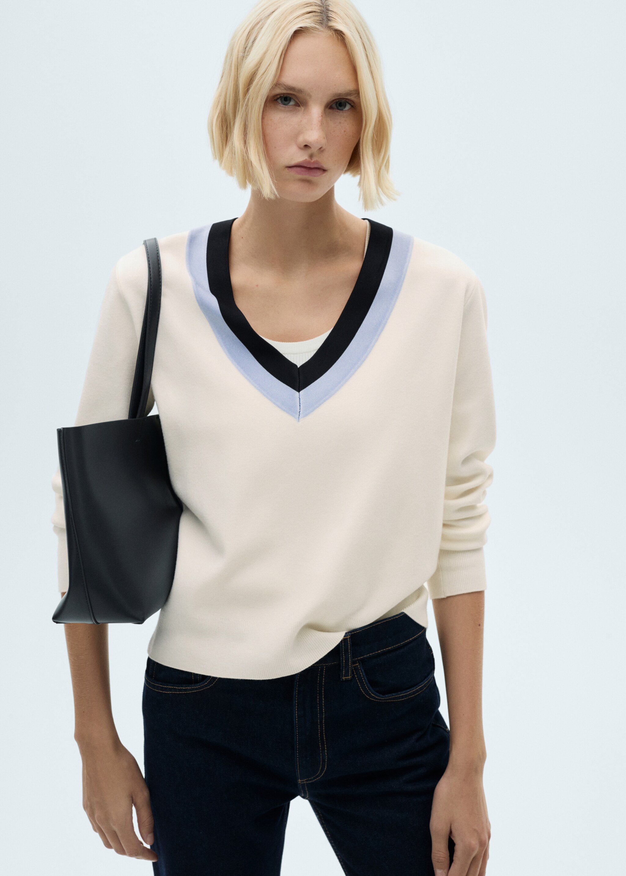 Jersey detalle rayas - Plano medio, Crudo. Ref: 77034015-00.