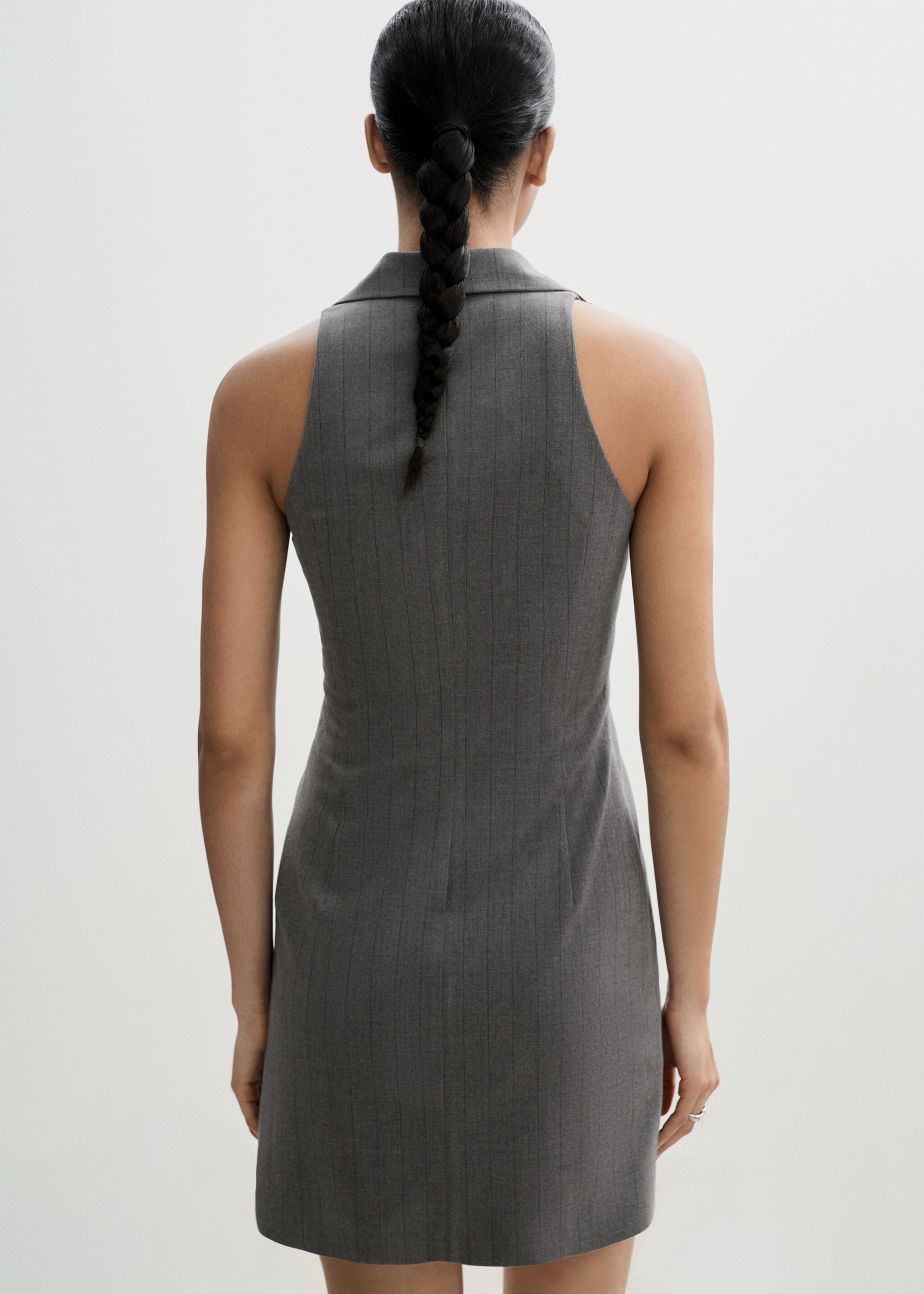 Short dress with lapel - Reverse of the article, Medium Heather Grey. Ref: 77034032-00.