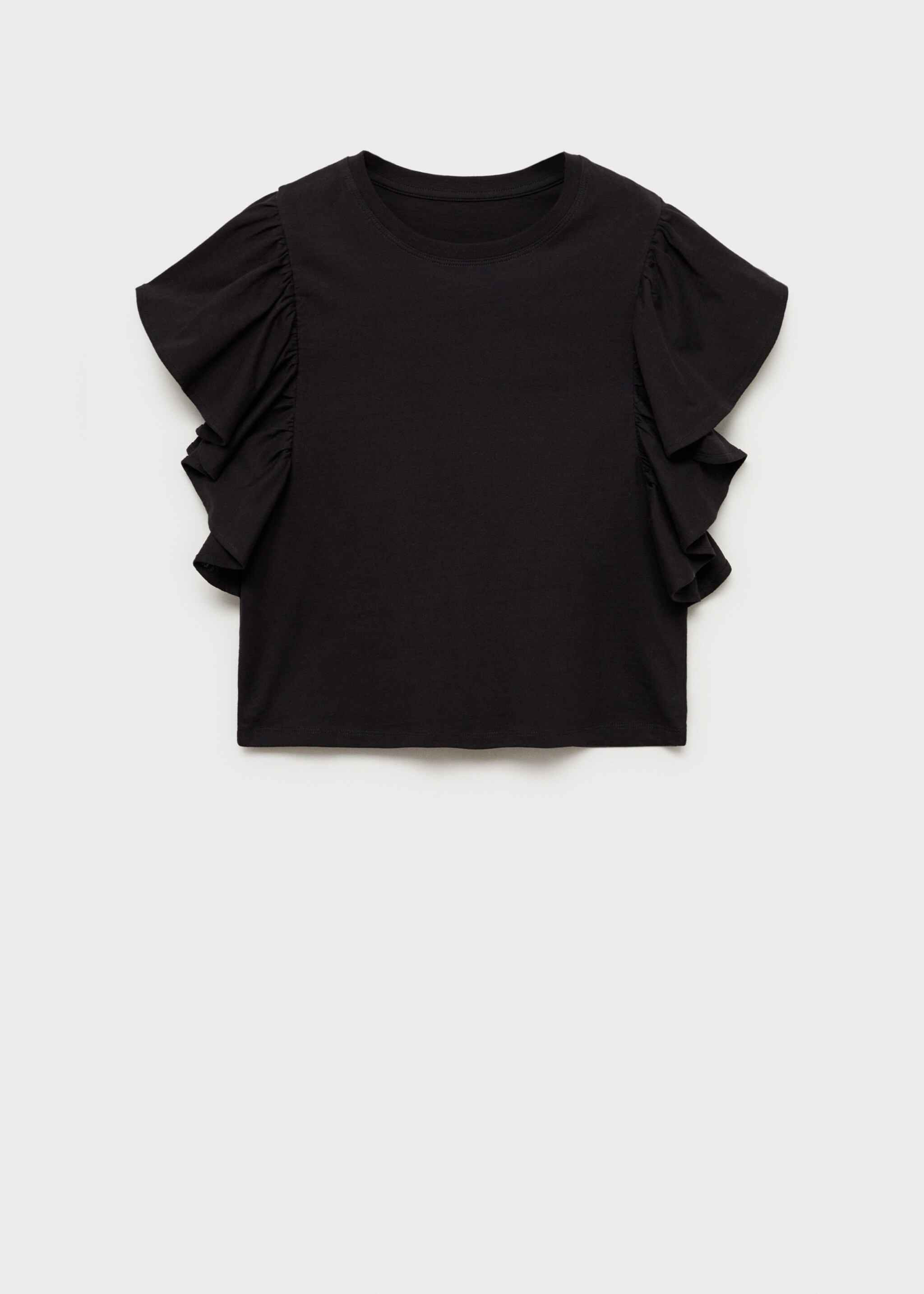 Frills cotton t-shirt - Article without model, Black. Ref: 77034047-00.