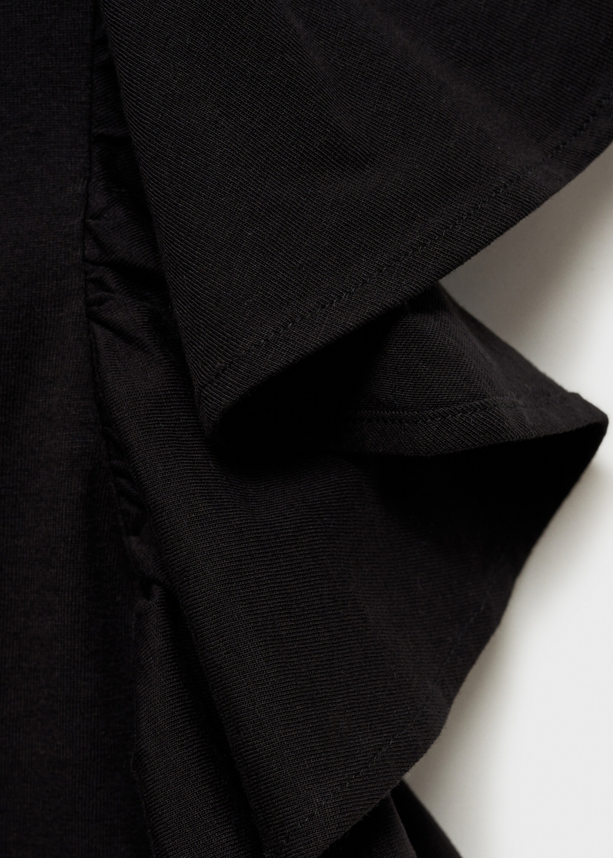 Frills cotton t-shirt - Details of the article 8, Black. Ref: 77034047-00.