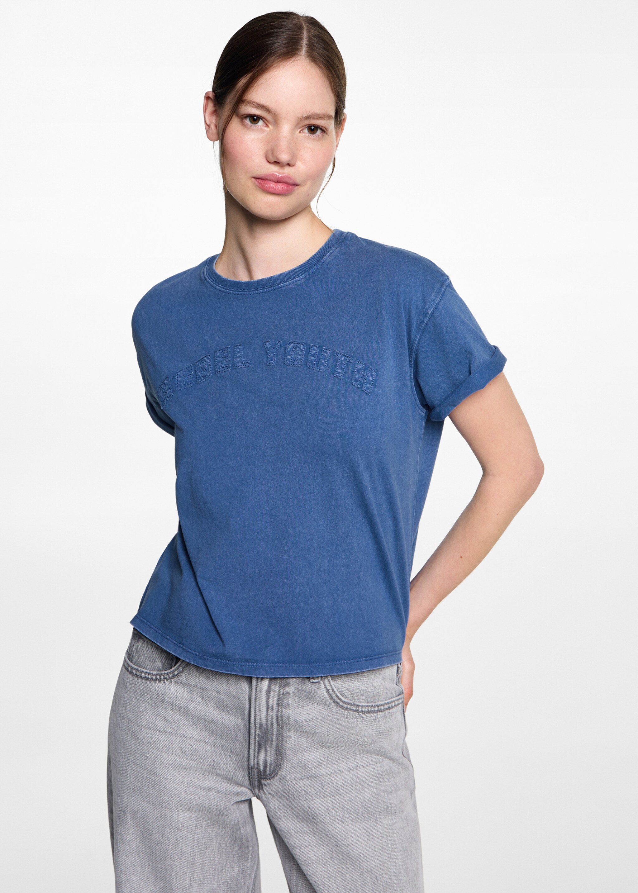 Embroidered message T-shirt - Medium plane