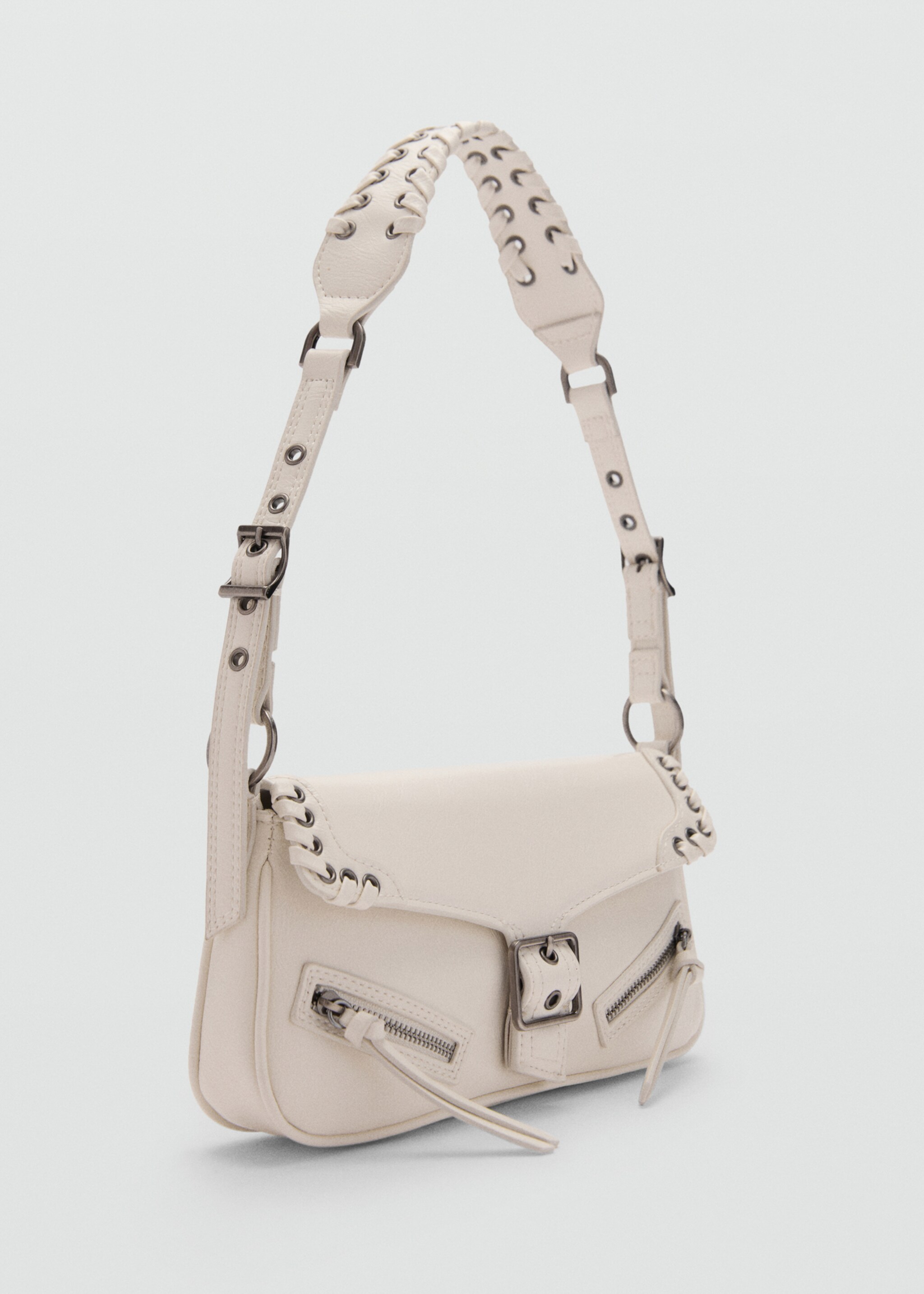 Bolso hombro hebilla - Plano medio, Blanco. Ref: 77034053-00.