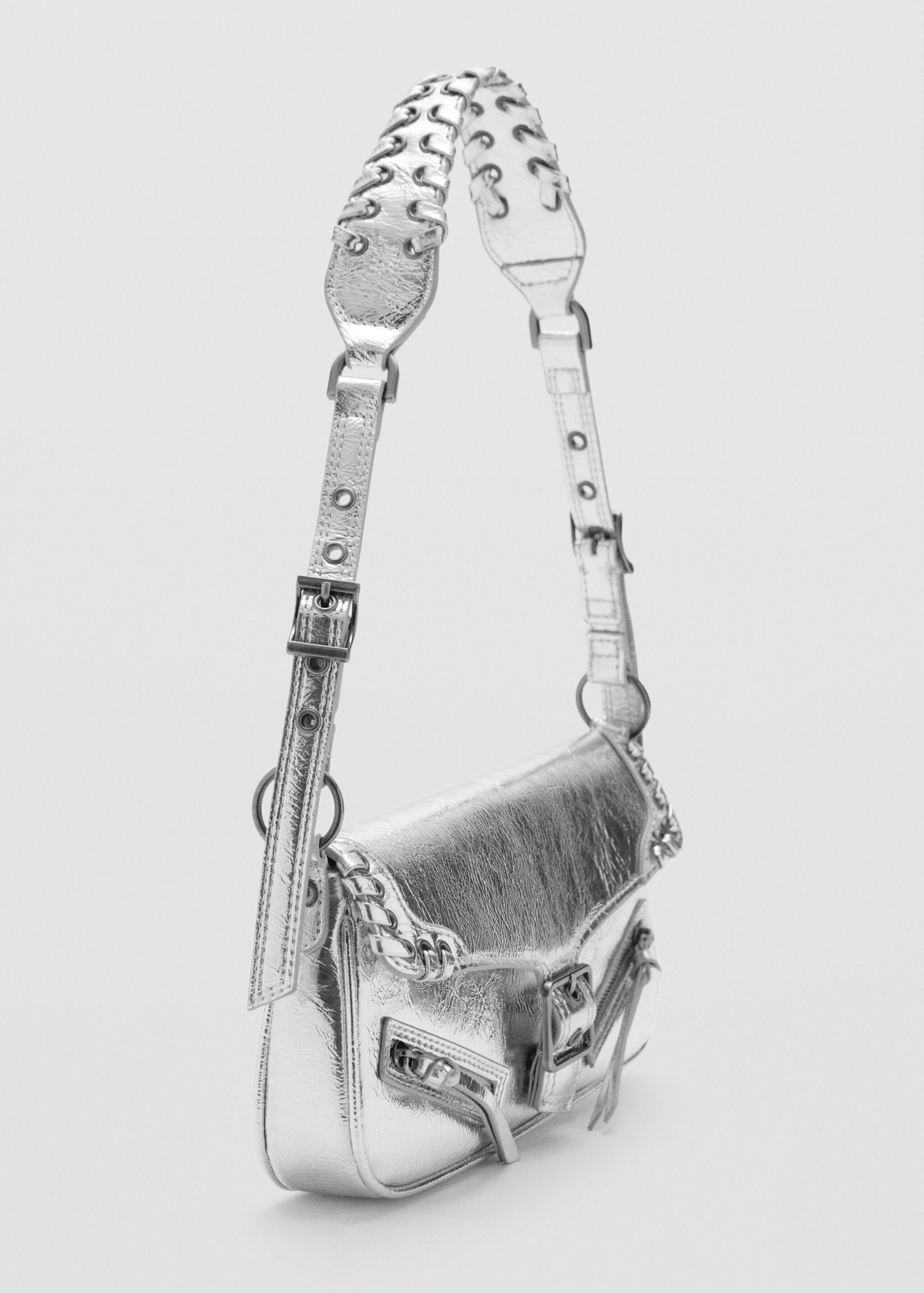Bolso hombro hebilla - Plano medio, Plata. Ref: 77034053-00.