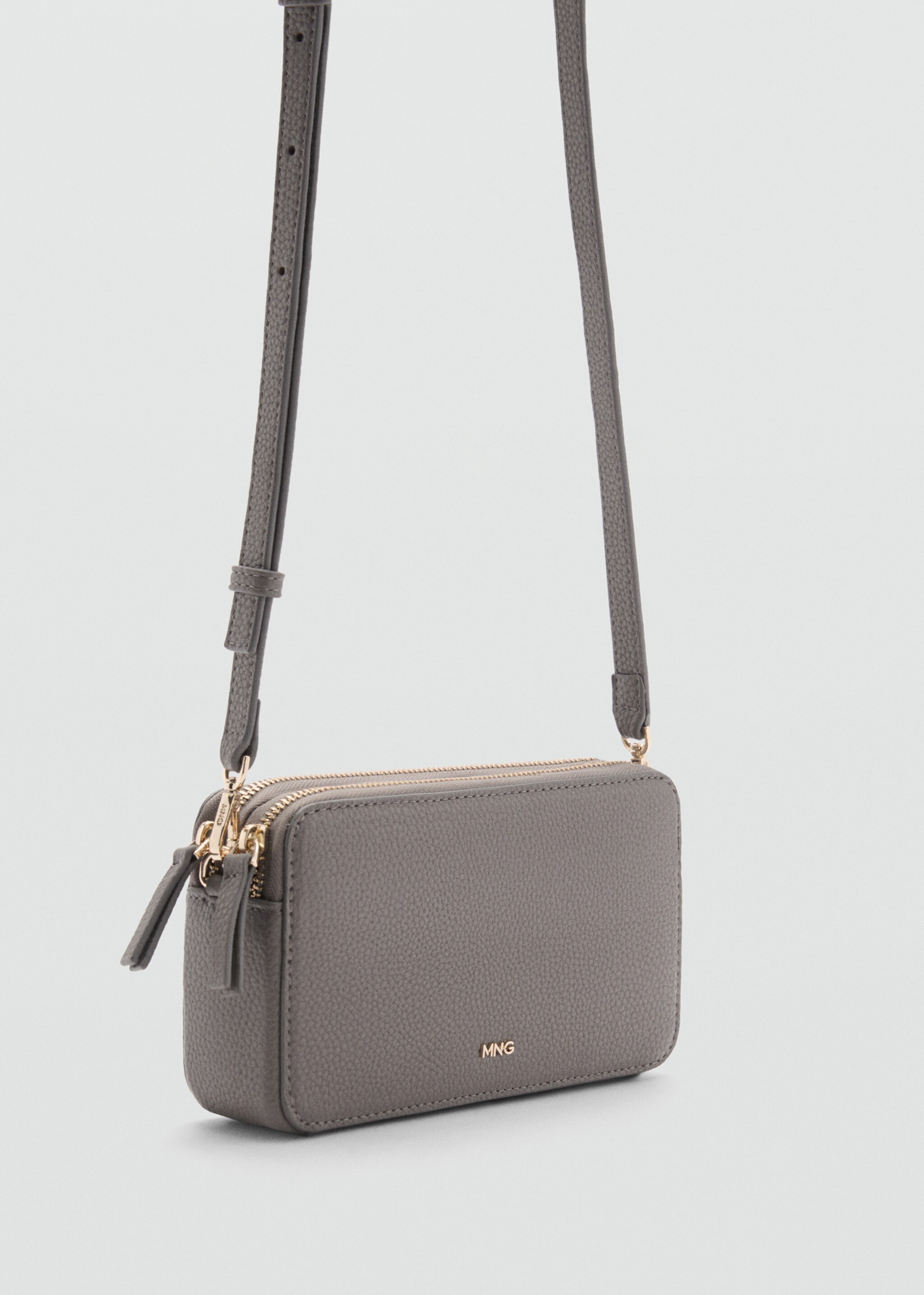 Shoulder bag with double zip - Medium plane, Grey. Ref: 77034055-00.