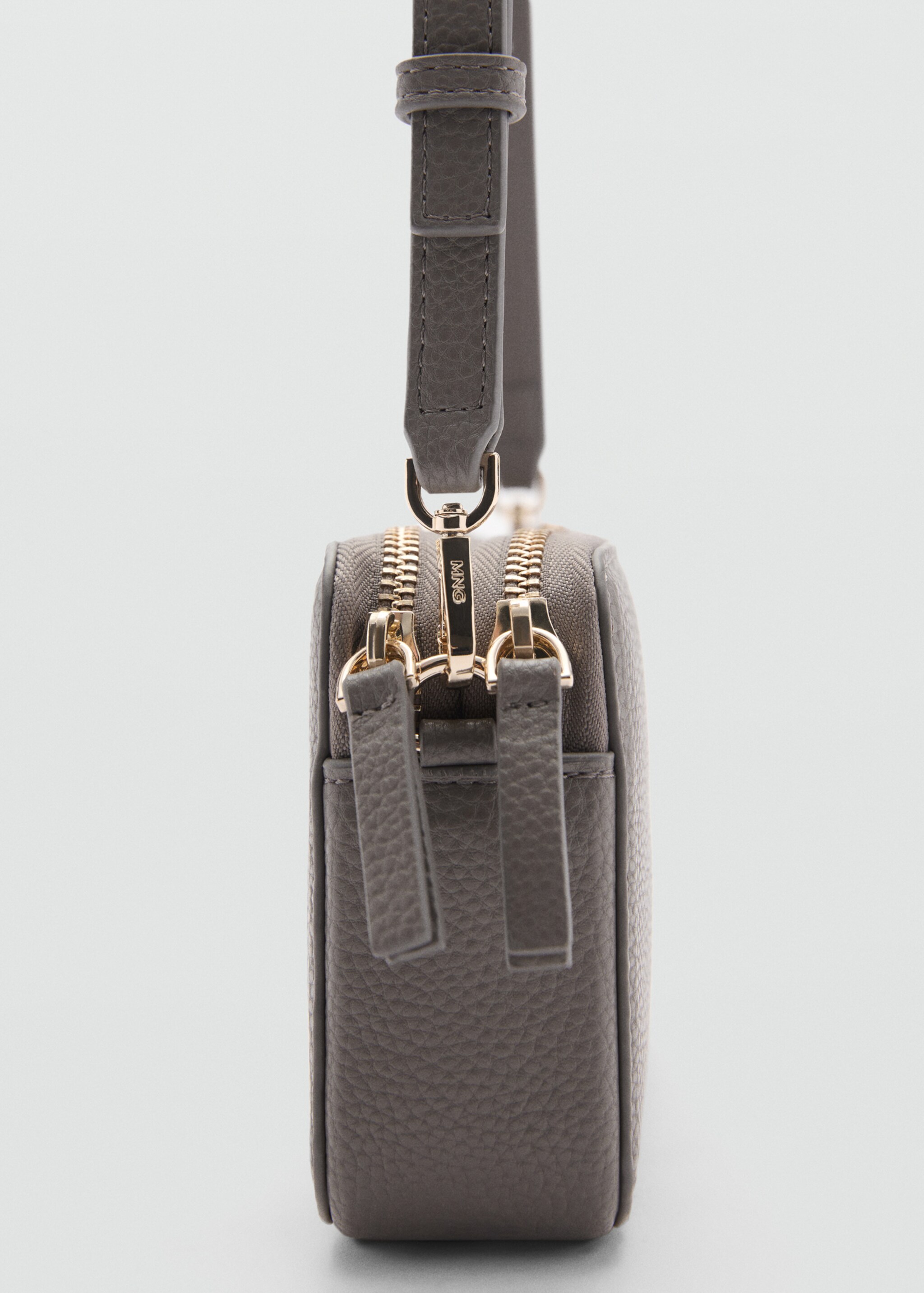 Shoulder bag with double zip - Details of the article 1, Grey. Ref: 77034055-00.
