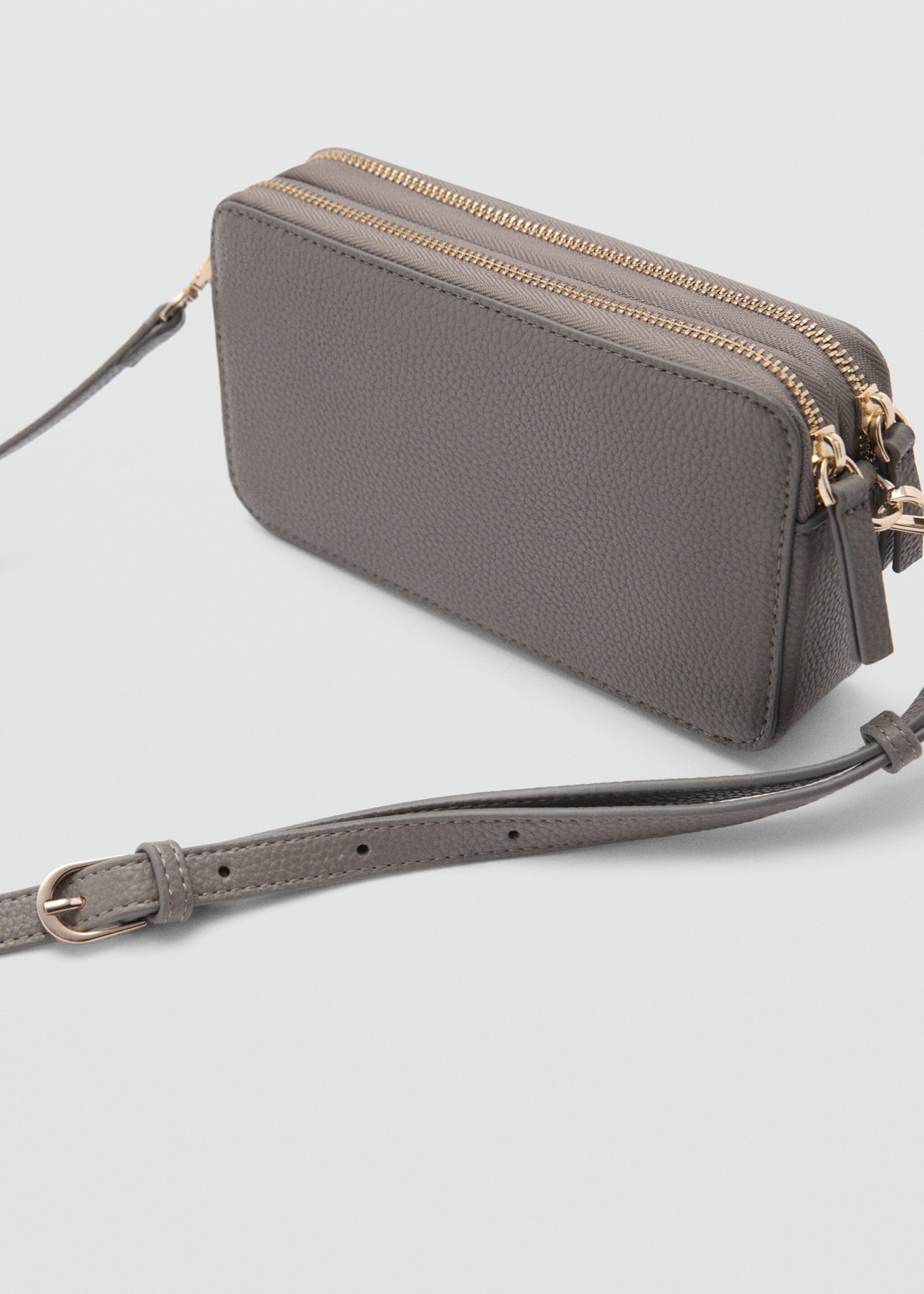 Shoulder bag with double zip - Details of the article 2, Grey. Ref: 77034055-00.