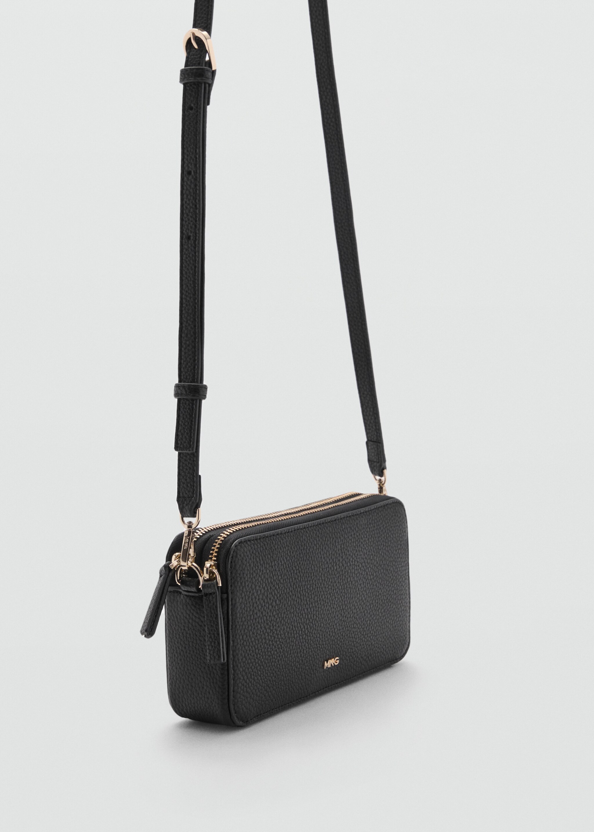 Shoulder bag with double zip - Medium plane, Black. Ref: 77034055-00.