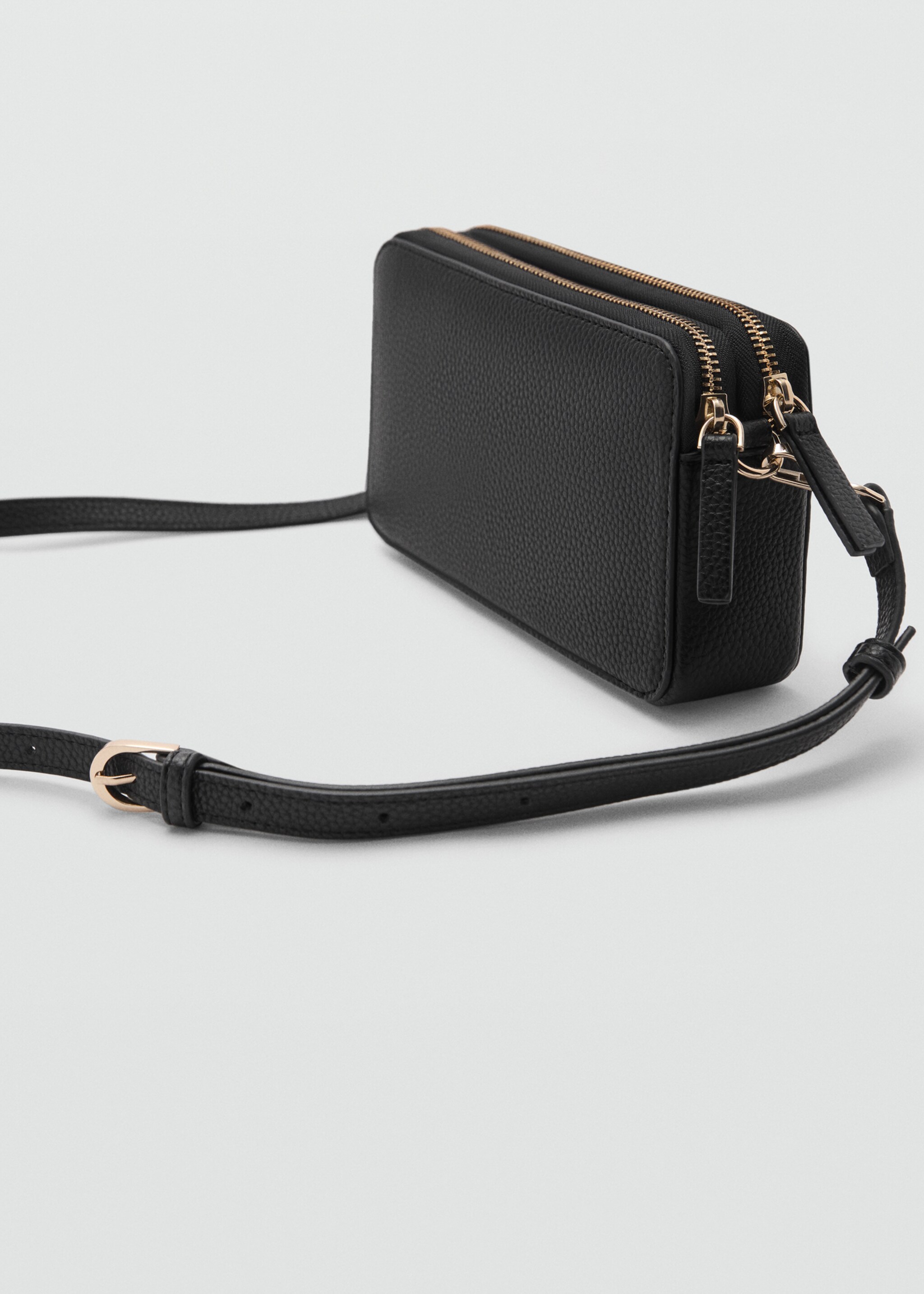 Shoulder bag with double zip - Details of the article 1, Black. Ref: 77034055-00.