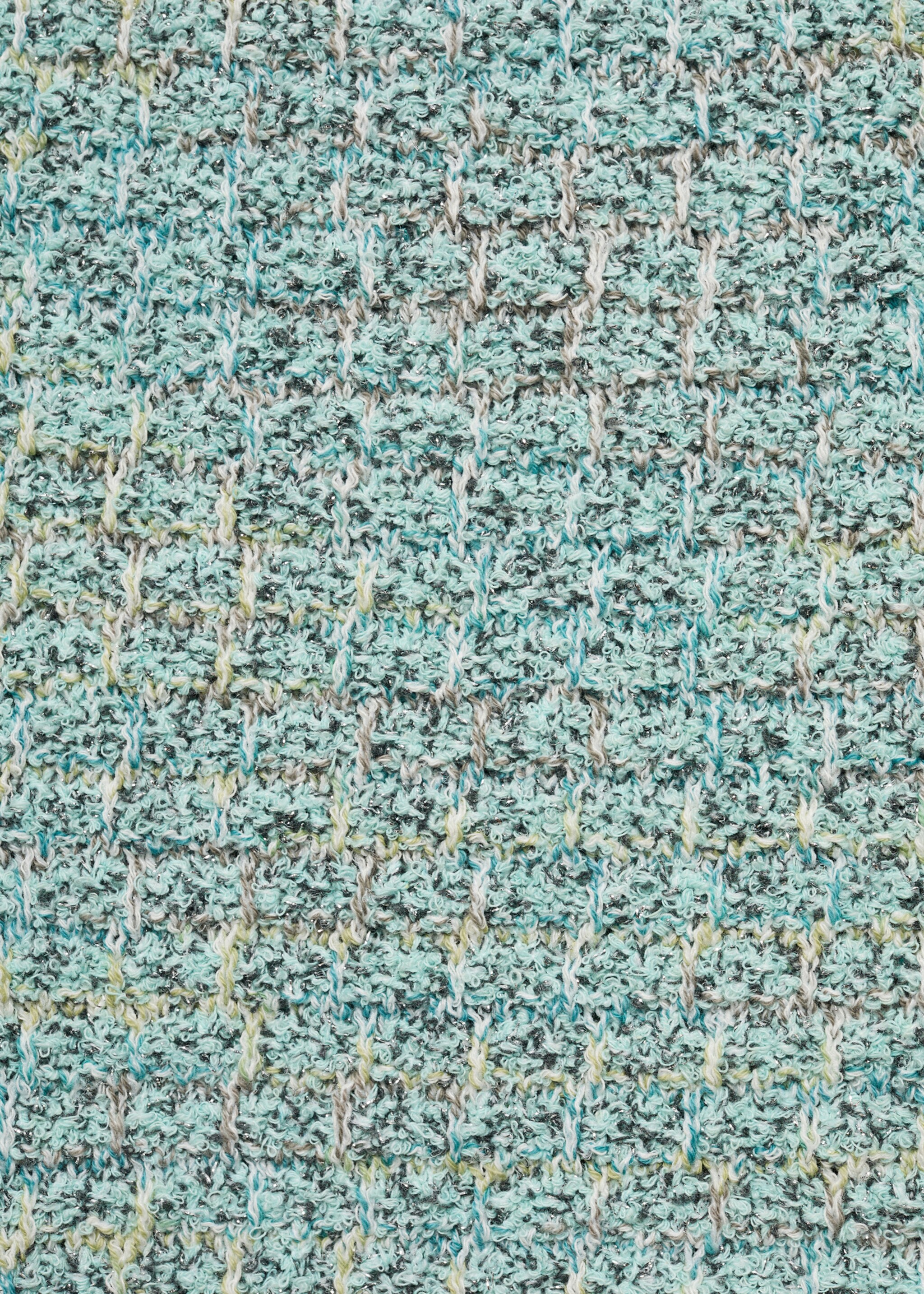 Tweed top with frayed detail - Details of the article 0, Aqua Green. Ref: 77034063-00.