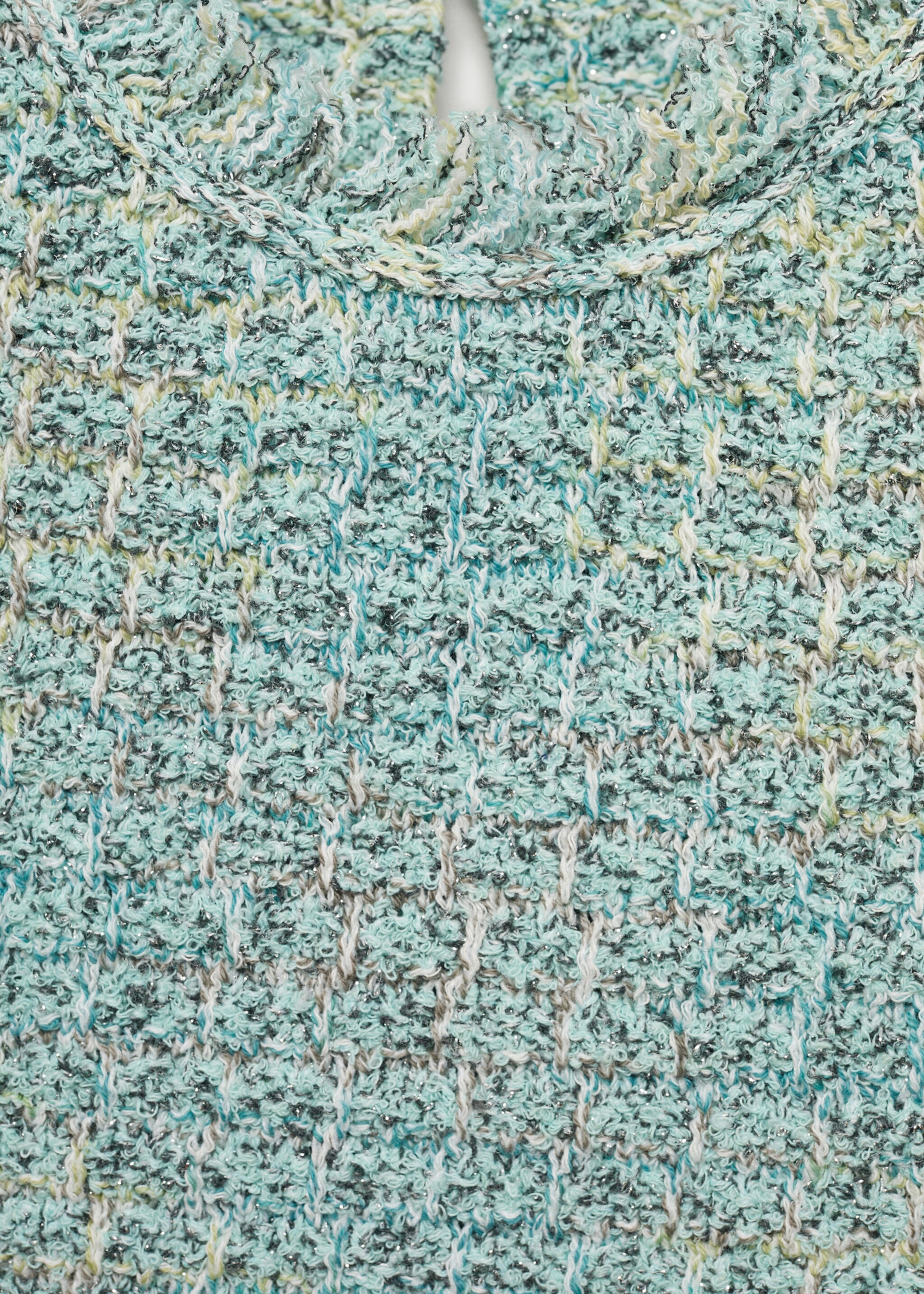 Tweed top with frayed detail - Details of the article 8, Aqua Green. Ref: 77034063-00.