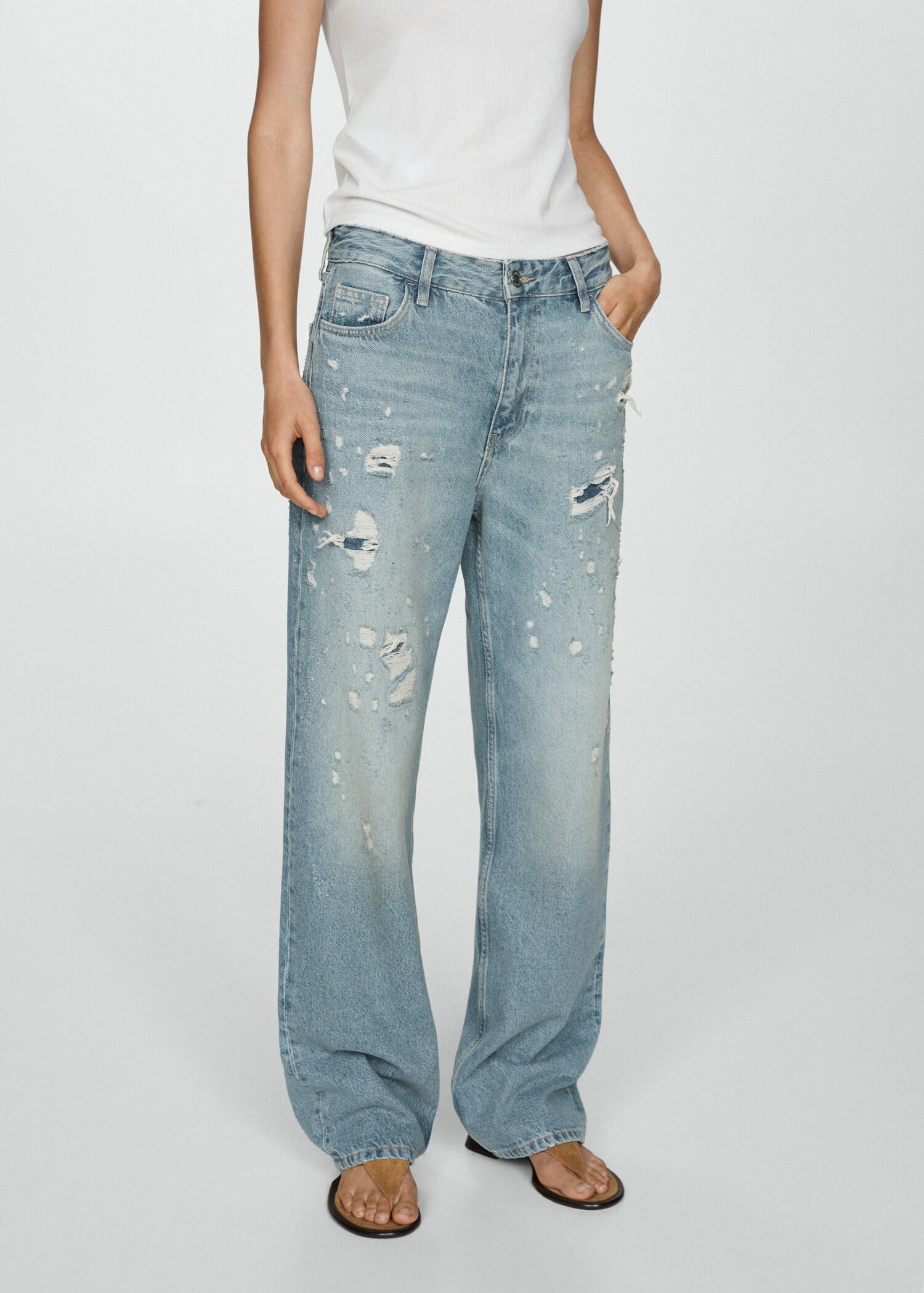 Ripped straight jeans - Medium plane