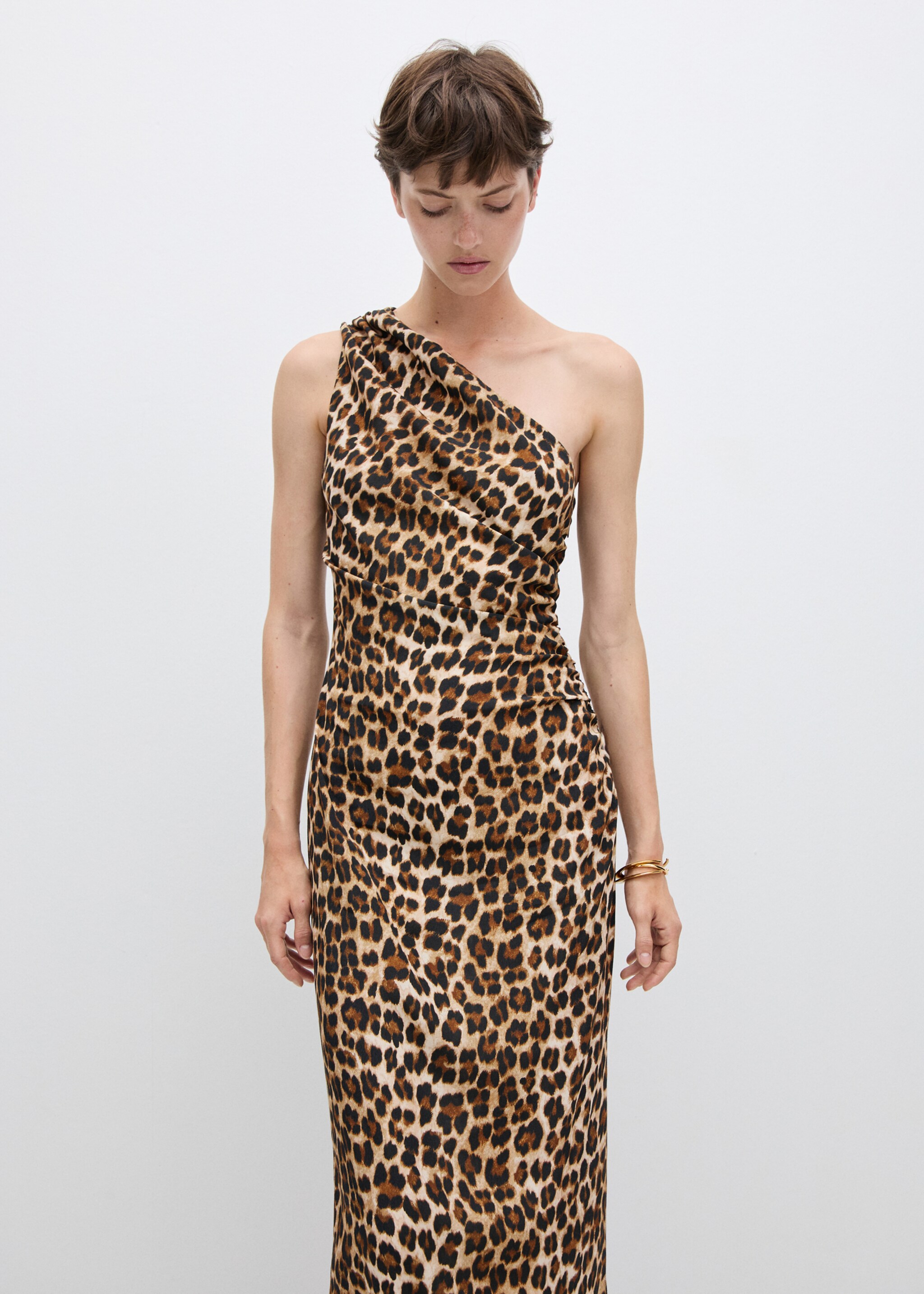 Asymmetrisches Kleid mit Animal Print - Mittlere Ansicht