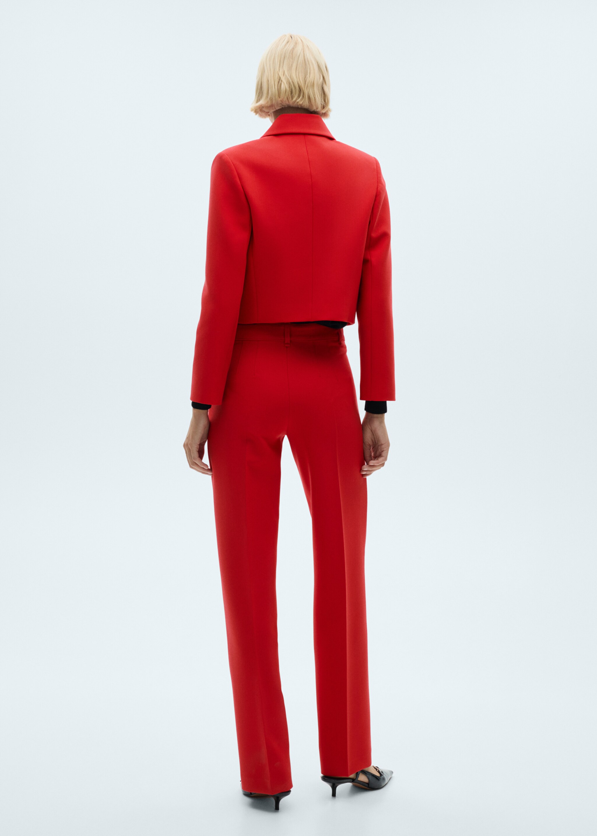 Buttoned cropped jacket - Reverse of the article, Red. Ref: 77034069-00.