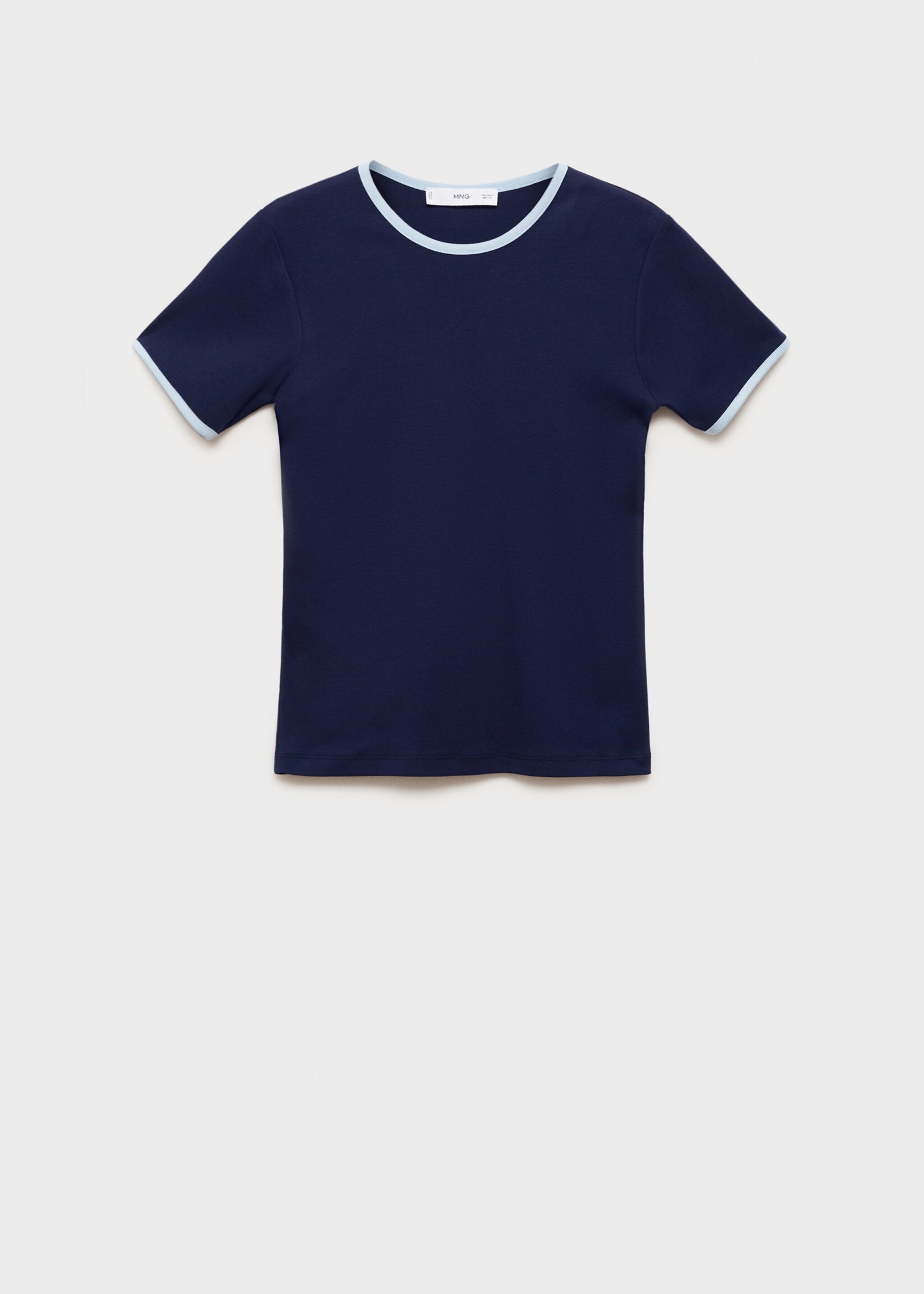 Contrast trim T-shirt - Article without model, Dark Navy. Ref: 77034073-00.