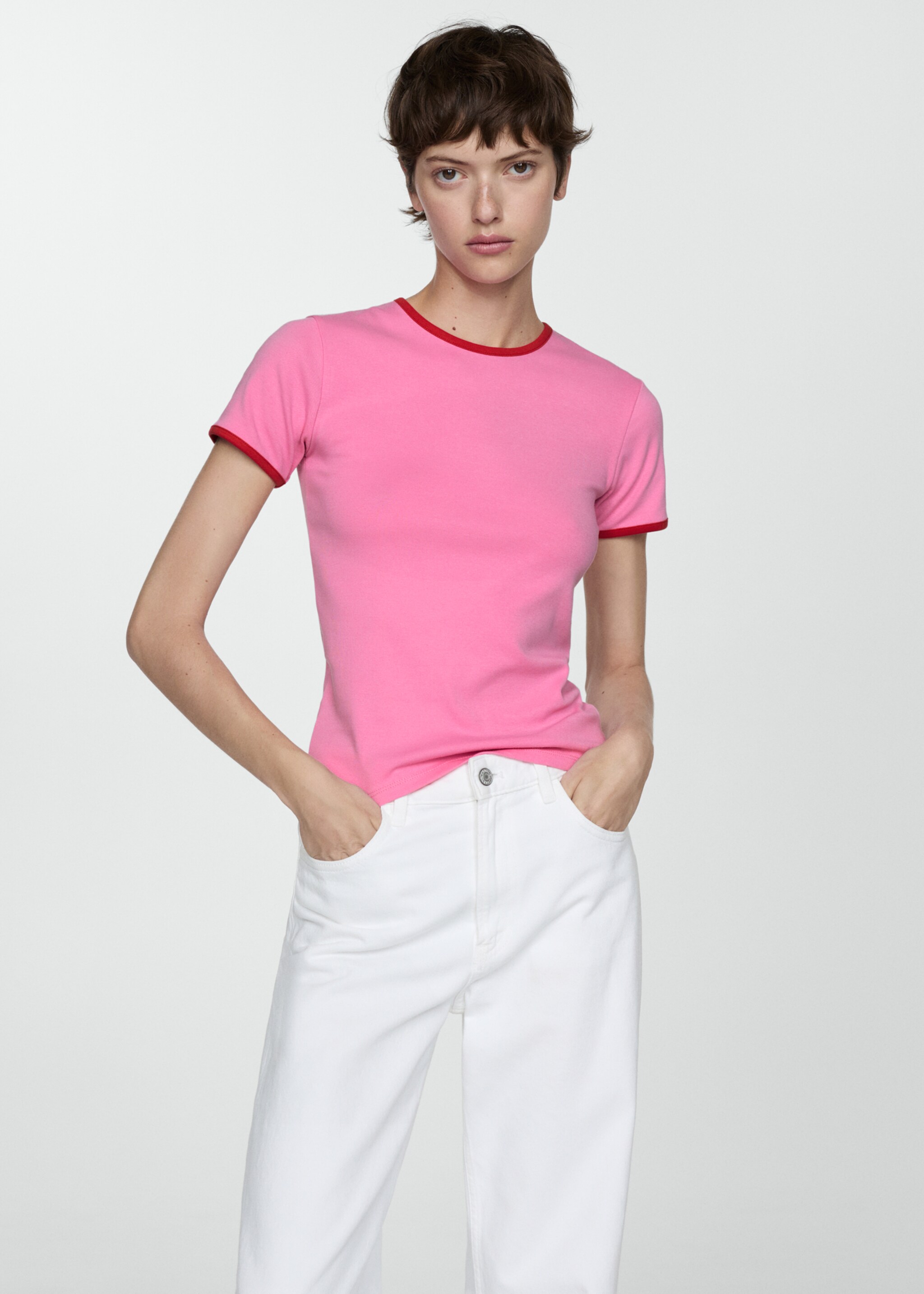 Contrast trim T-shirt - Medium plane