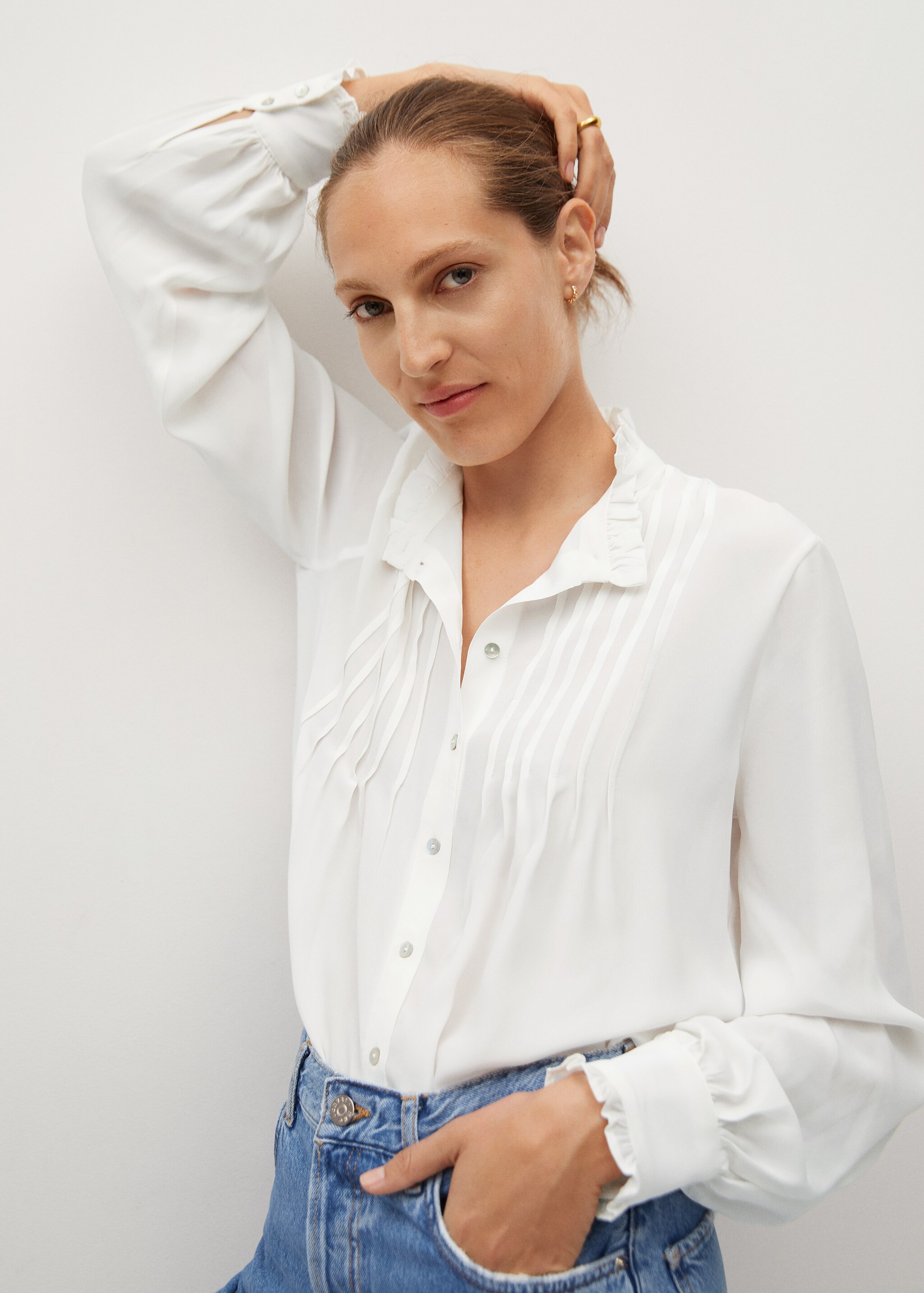 Pin tuck detail blouse - Medium plane