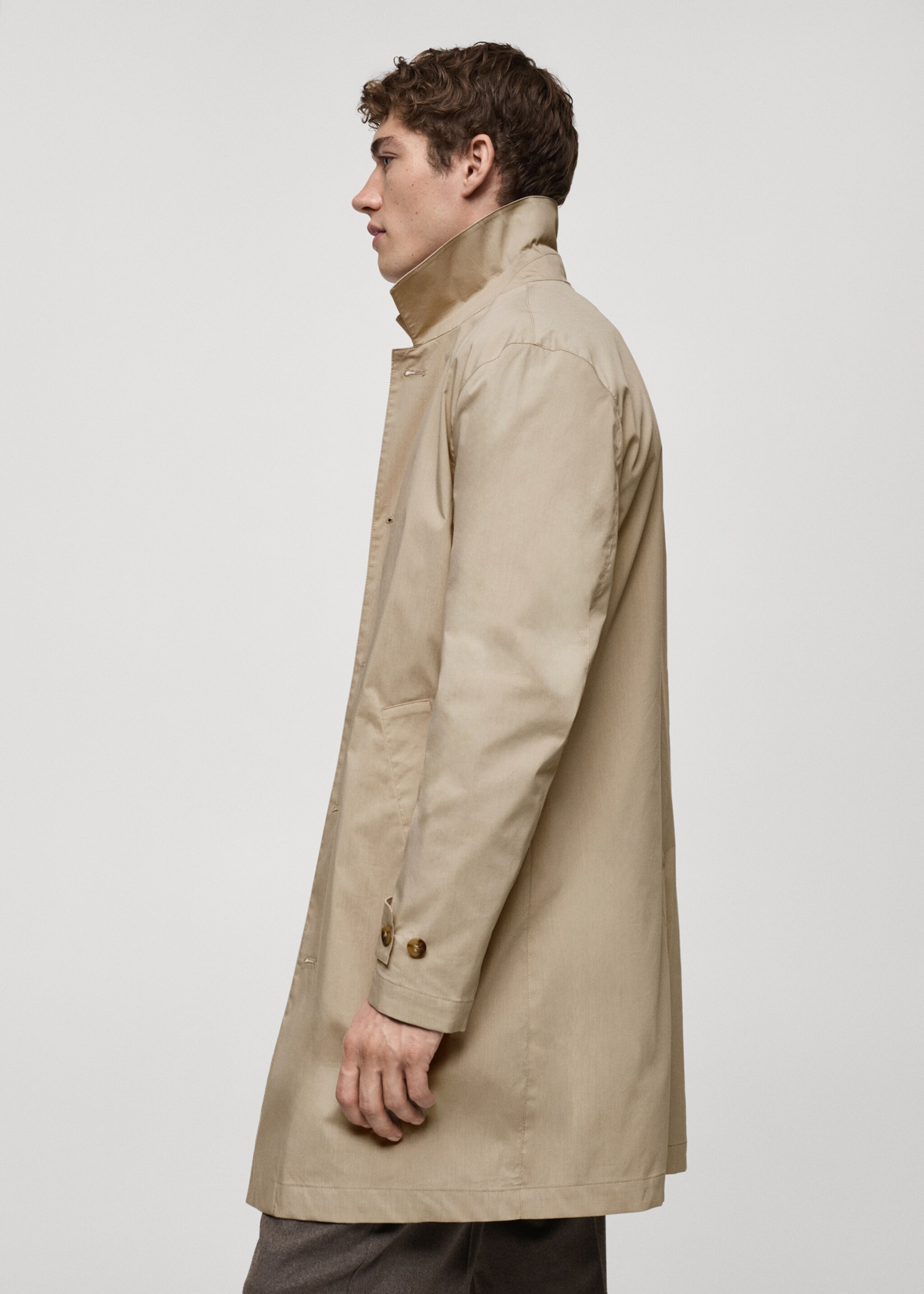 Classic water-repellent trench coat - Details of the article 2, Light/Pastel Grey. Ref: 77034434-00.