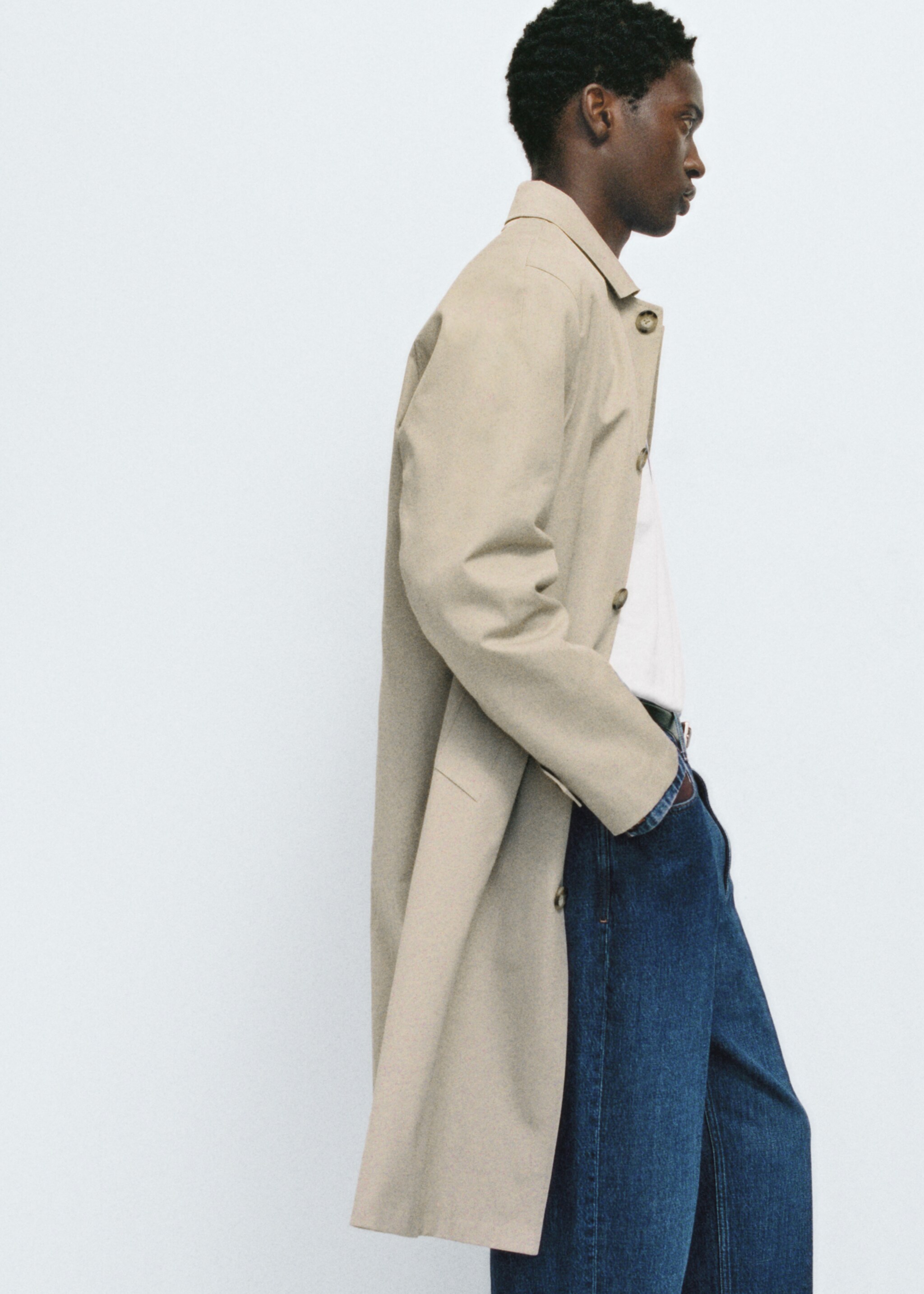 Classic water-repellent trench coat - Details of the article 5, Light/Pastel Grey. Ref: 77034434-00.