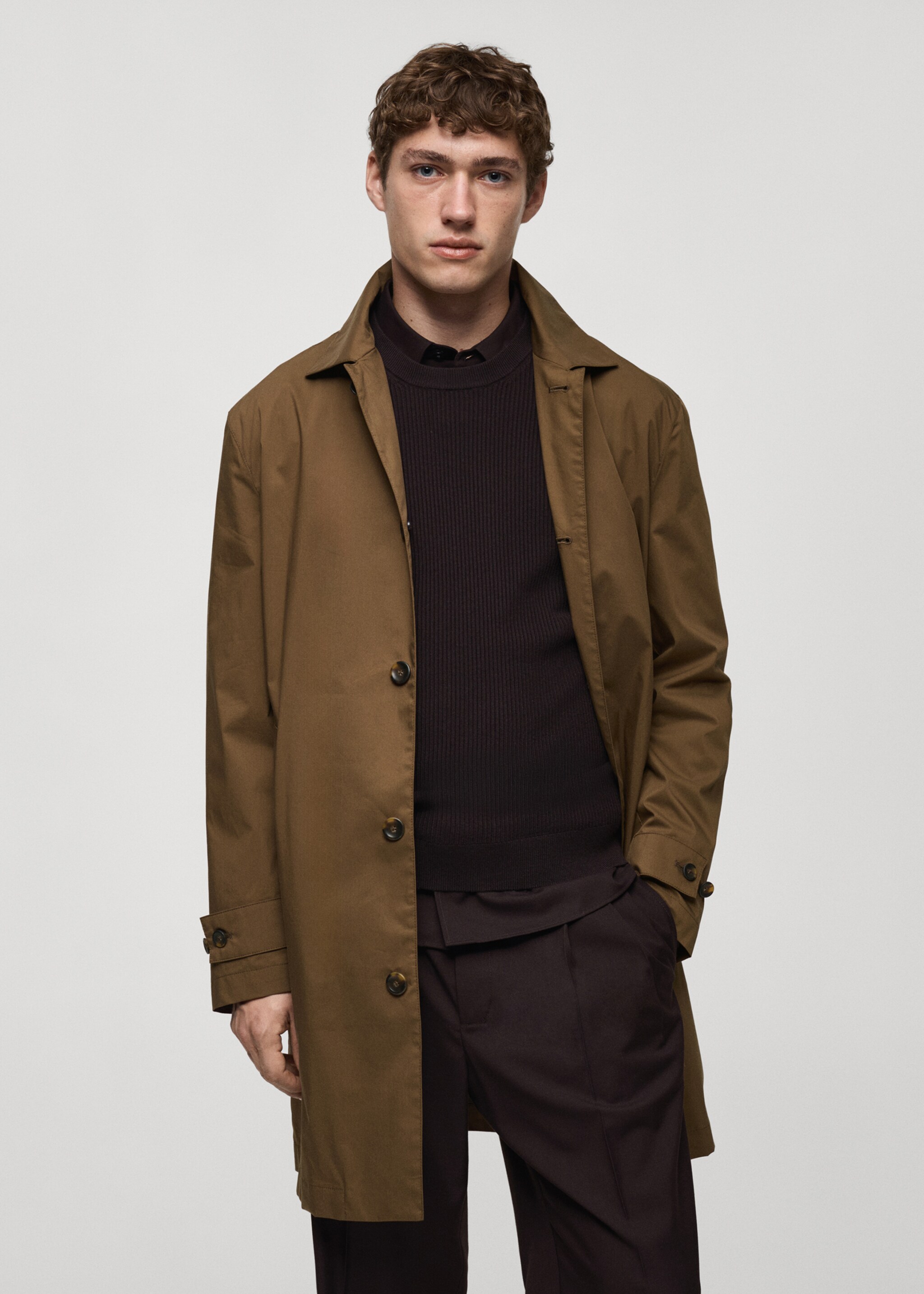 Classic water-repellent trench coat - Medium plane, Tobacco Brown. Ref: 77034434-00.