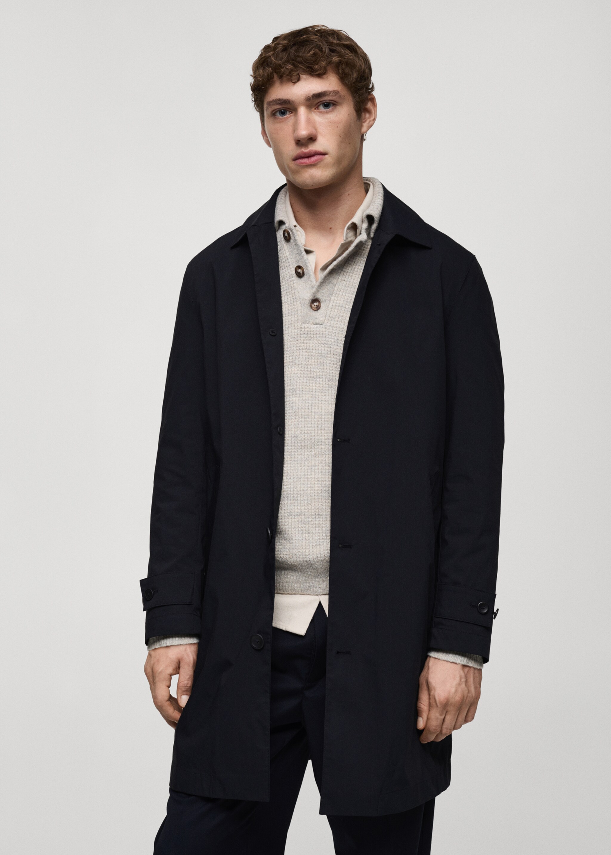 Classic water-repellent trench coat - Medium plane, Dark Navy. Ref: 77034434-00.