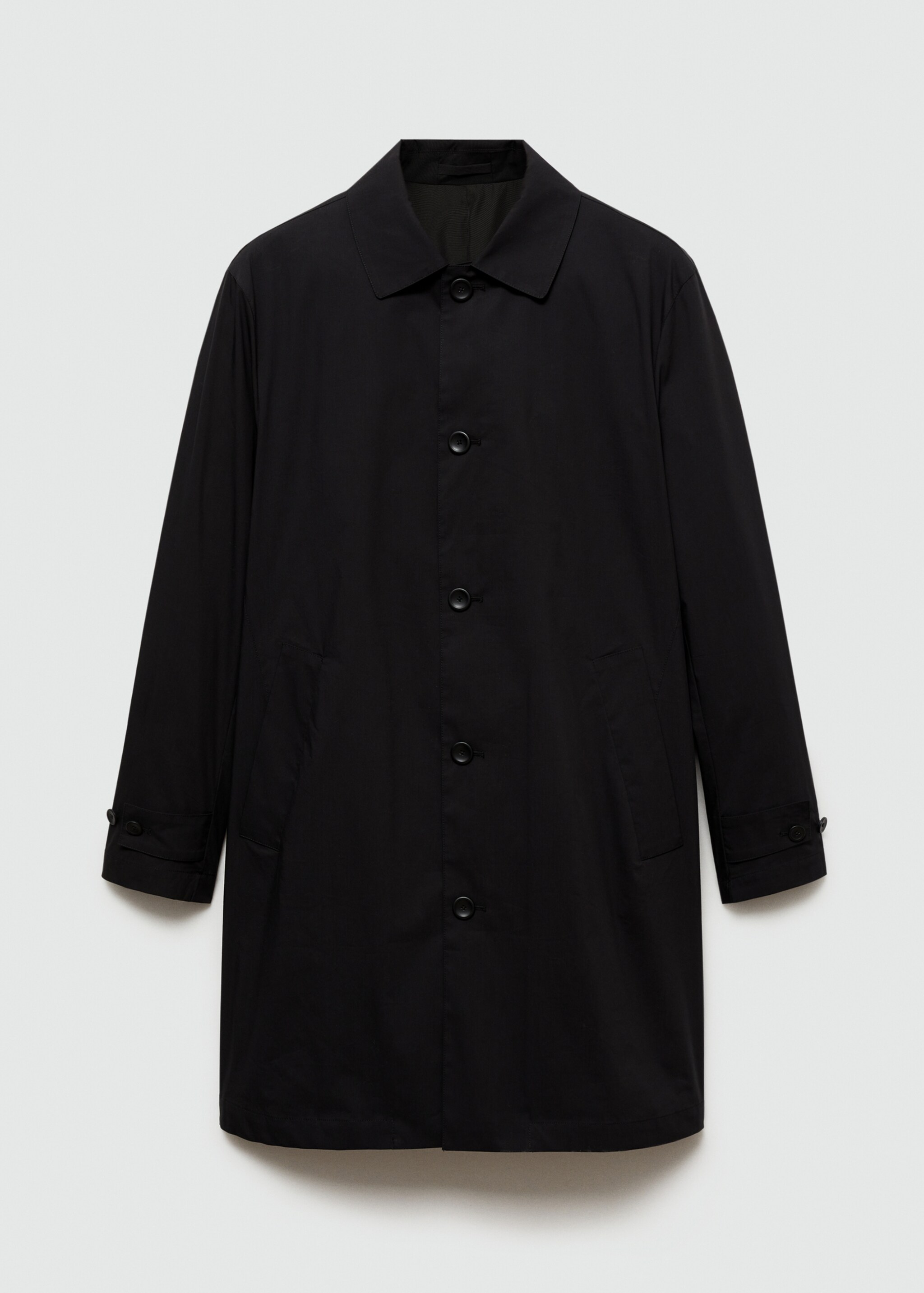 Classic water-repellent trench coat - Article without model, Black. Ref: 77034434-00.