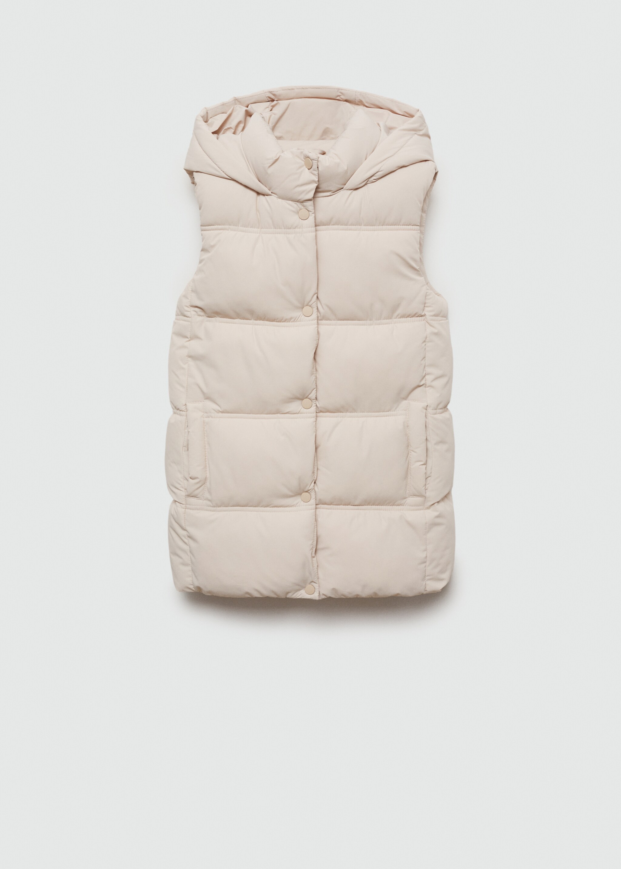 Quilted gilet with hood - Article without model, Ecru. Ref: 77034437-00.