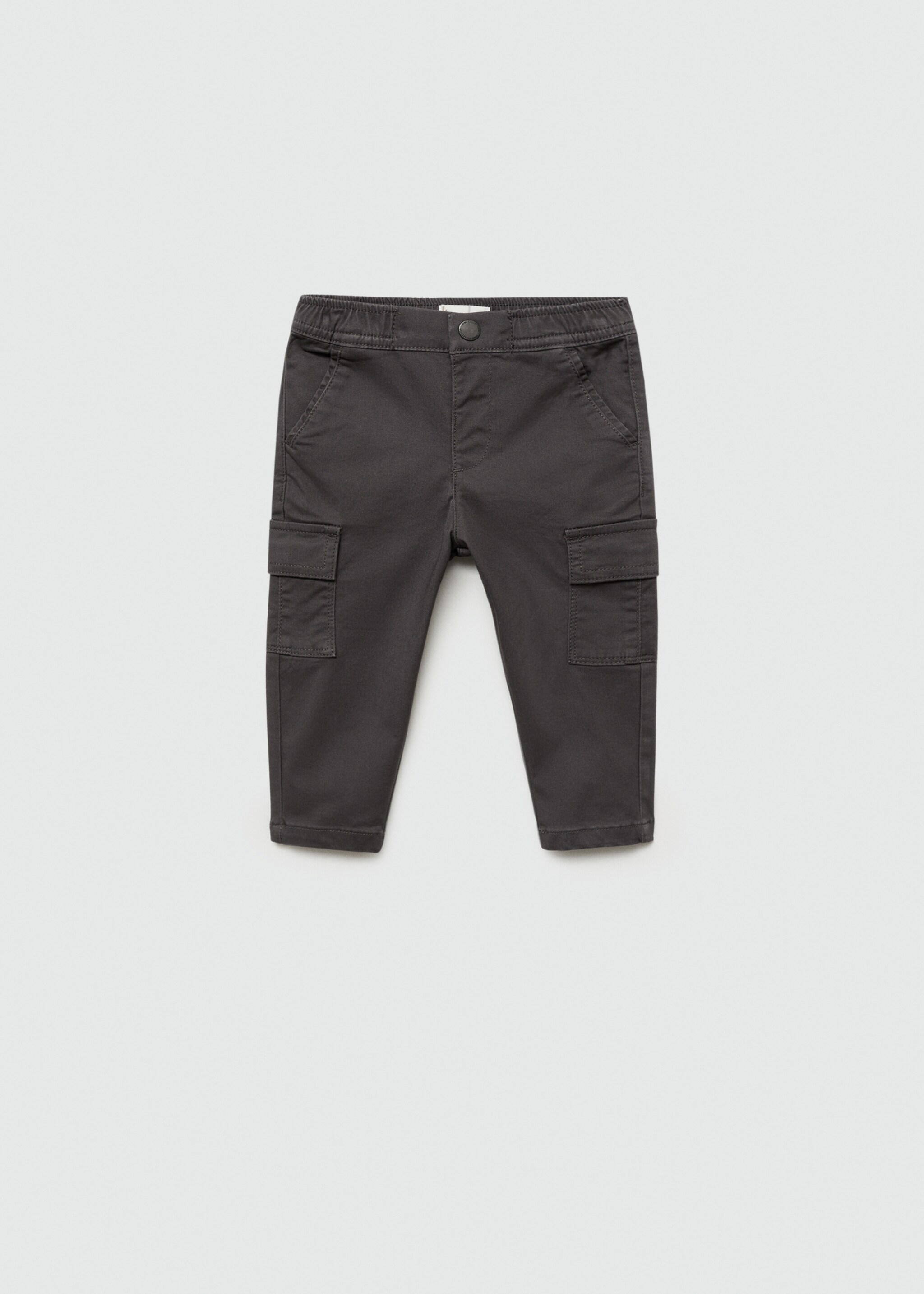 Elastic waist cargo trousers - Article without model, Charcoal. Ref: 77034441-00.