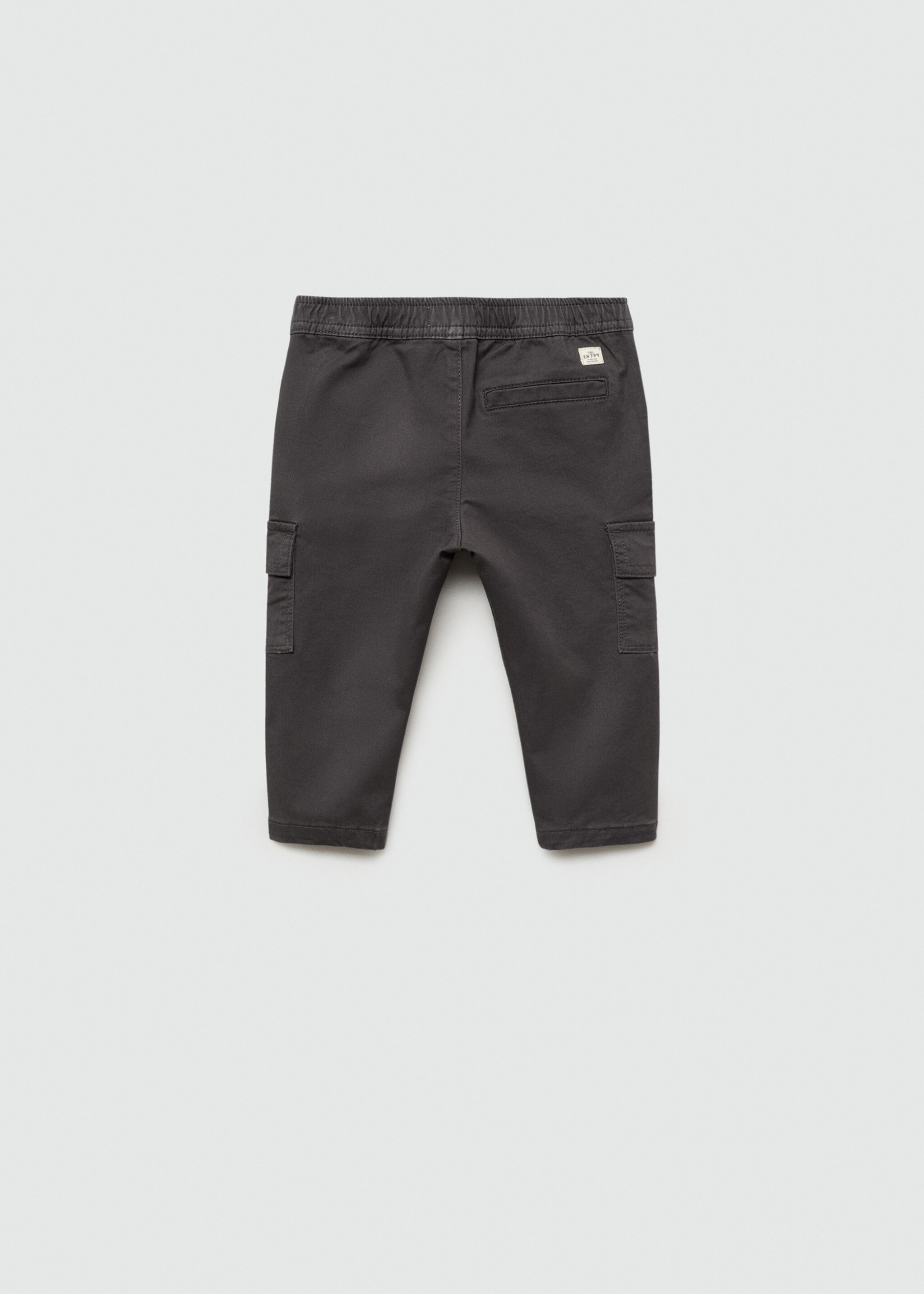 Elastic waist cargo trousers - Reverse of the article, Charcoal. Ref: 77034441-00.