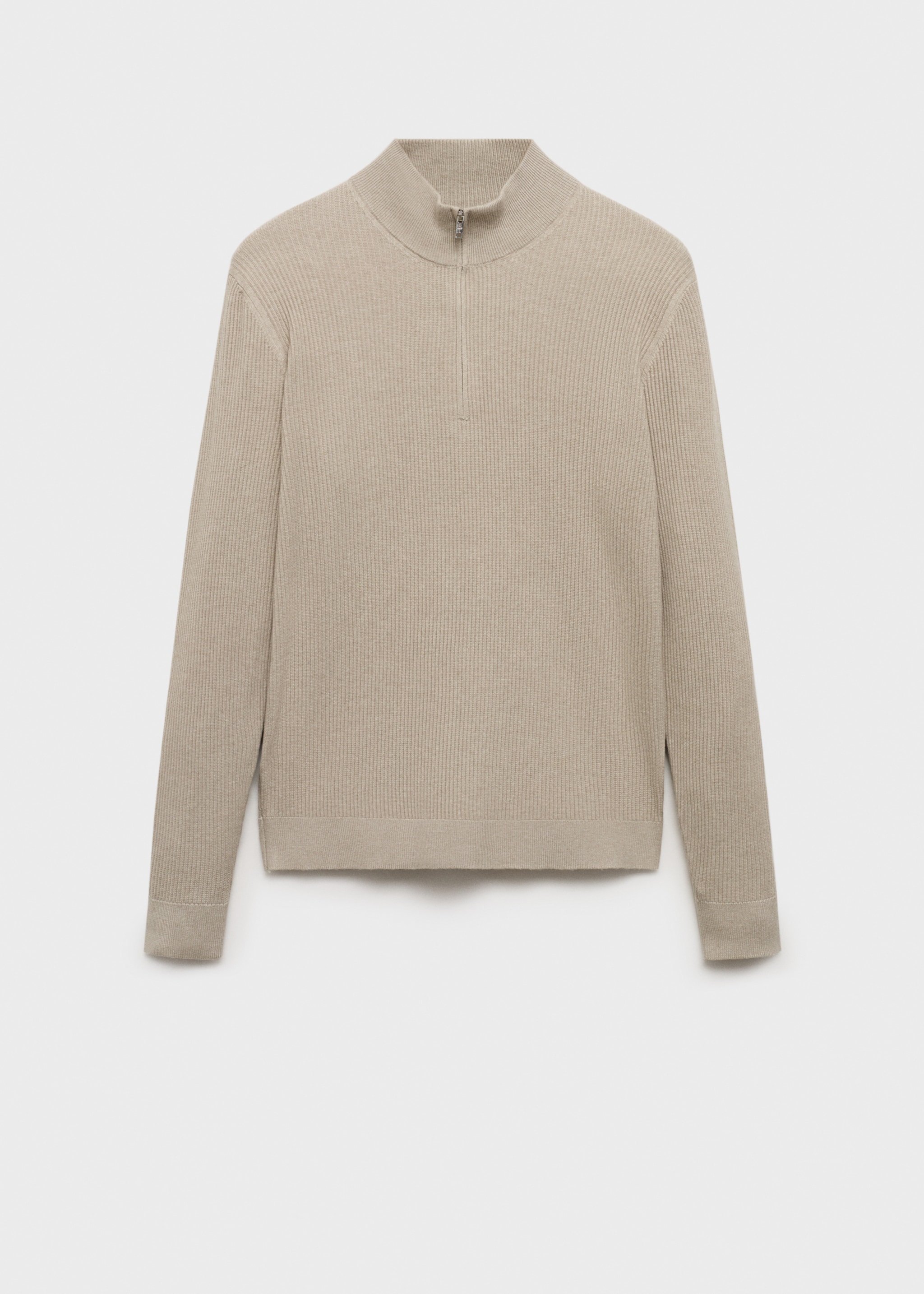 Gerippter Pullover mit Zip-Kragen - Artikel ohne Model, Beige. Ref: 77034444-00.
