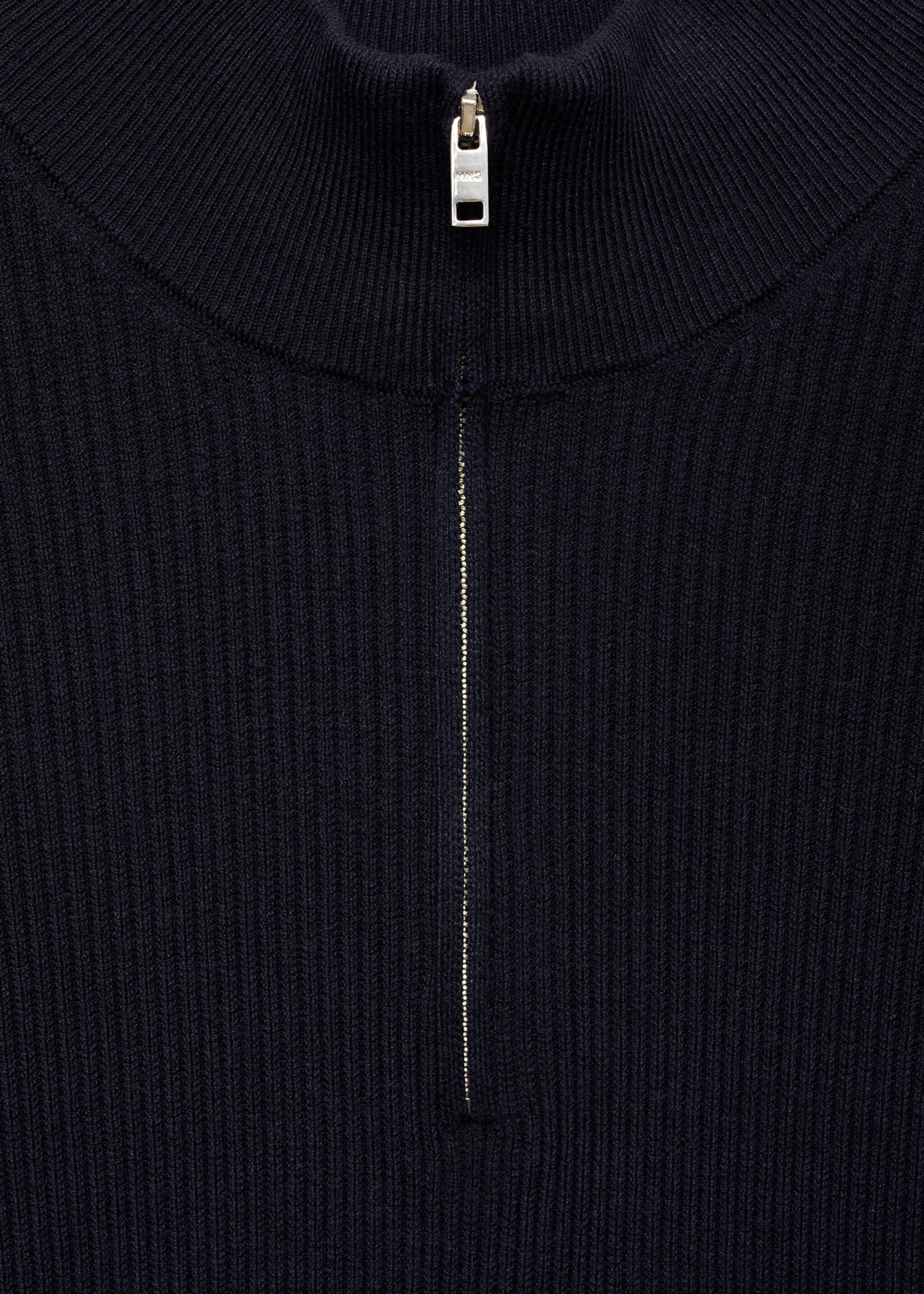 Pull-over maille côtelée col zippé - Détail de l'article 8, Bleu marine foncé. Ref: 77034444-00.