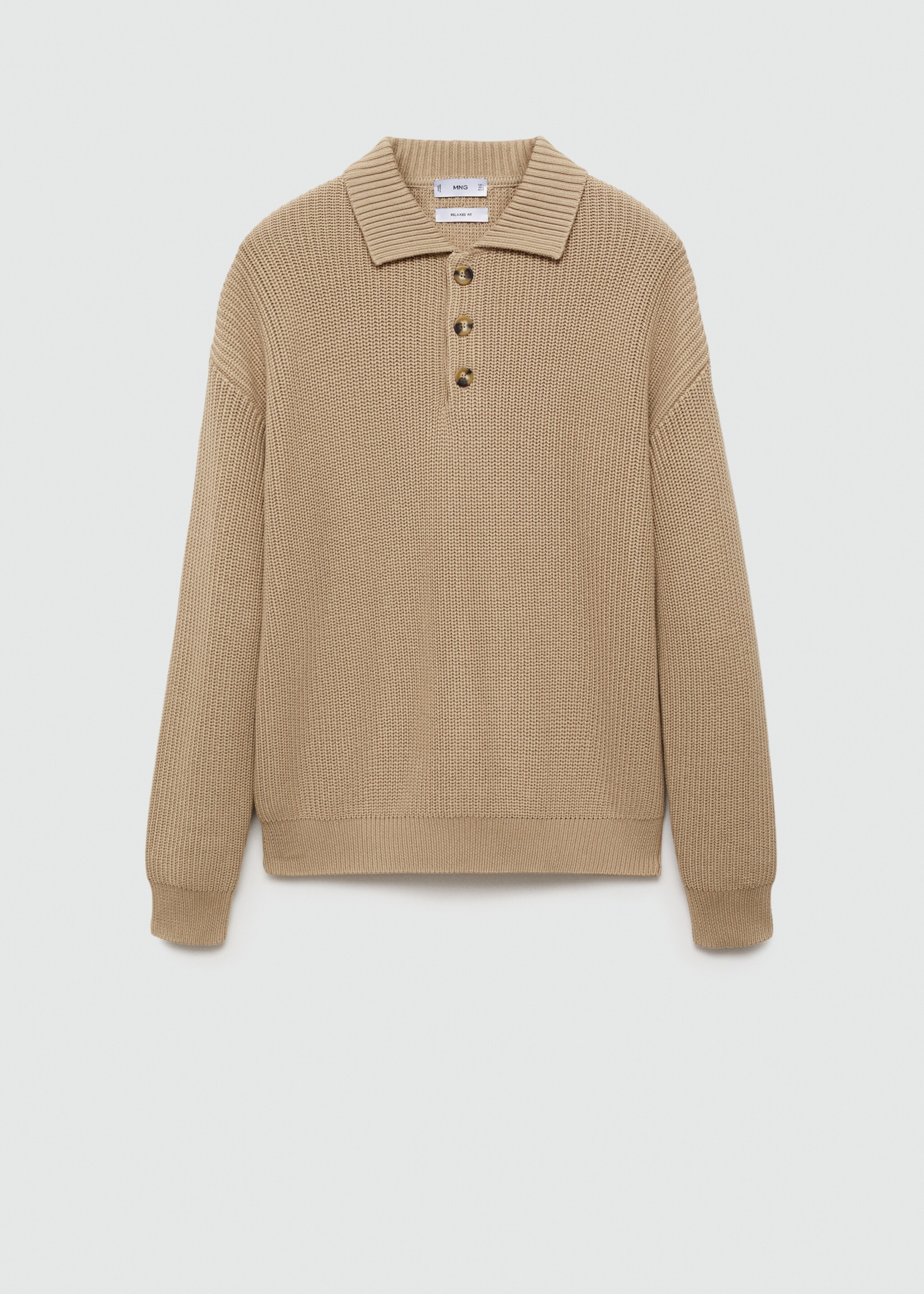 Pull-over polo maille épaisse côtelée - Article sans modèle, Gris clair/pastel. Ref: 77034446-00.