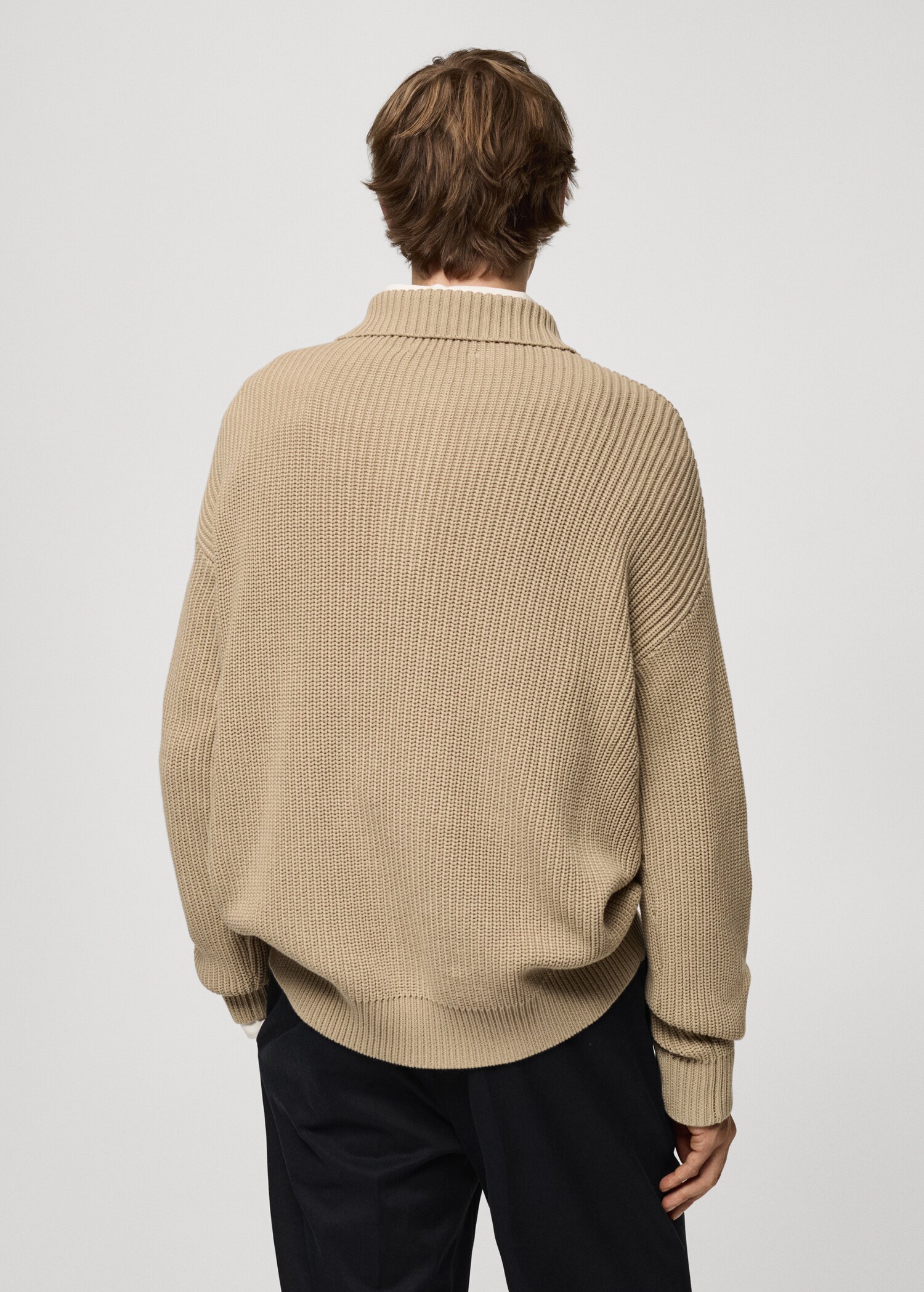 Pull-over polo maille épaisse côtelée - Verso de l’article