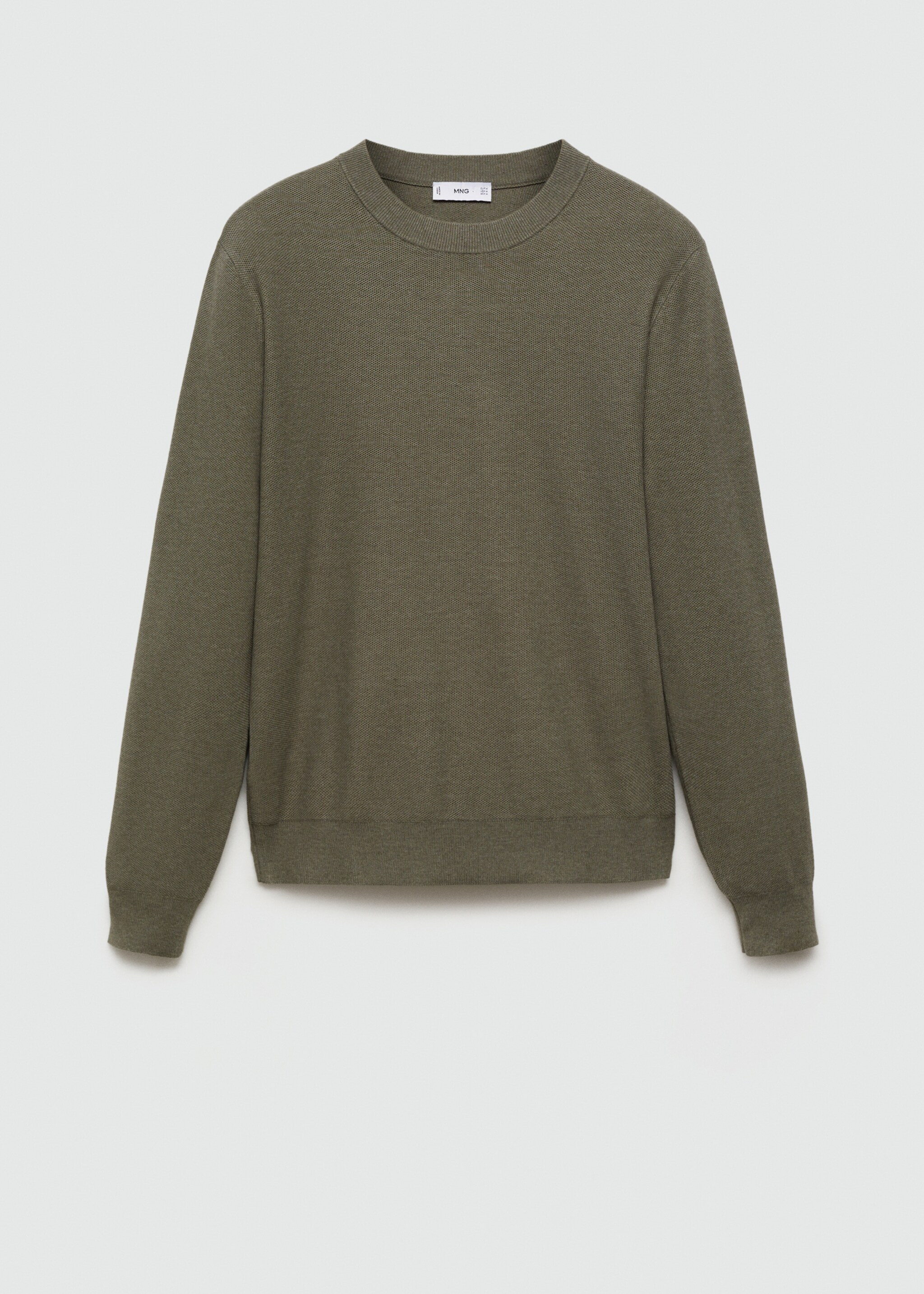 Fine-knit cotton sweater - Article without model, Olive Green. Ref: 77034447-00.