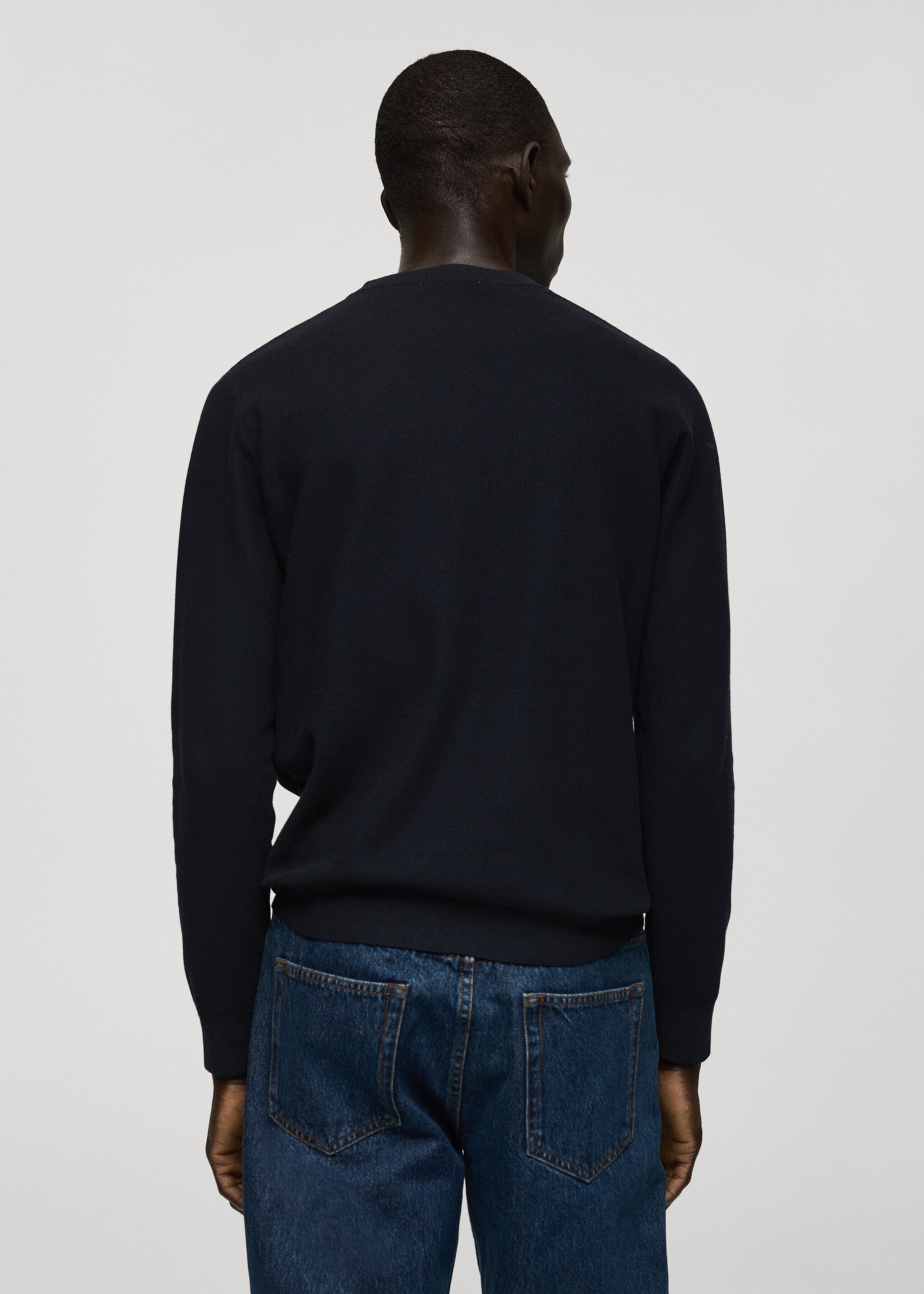 Pull-over maille fine coton - Verso de l’article, Bleu marine foncé. Ref: 77034447-00.